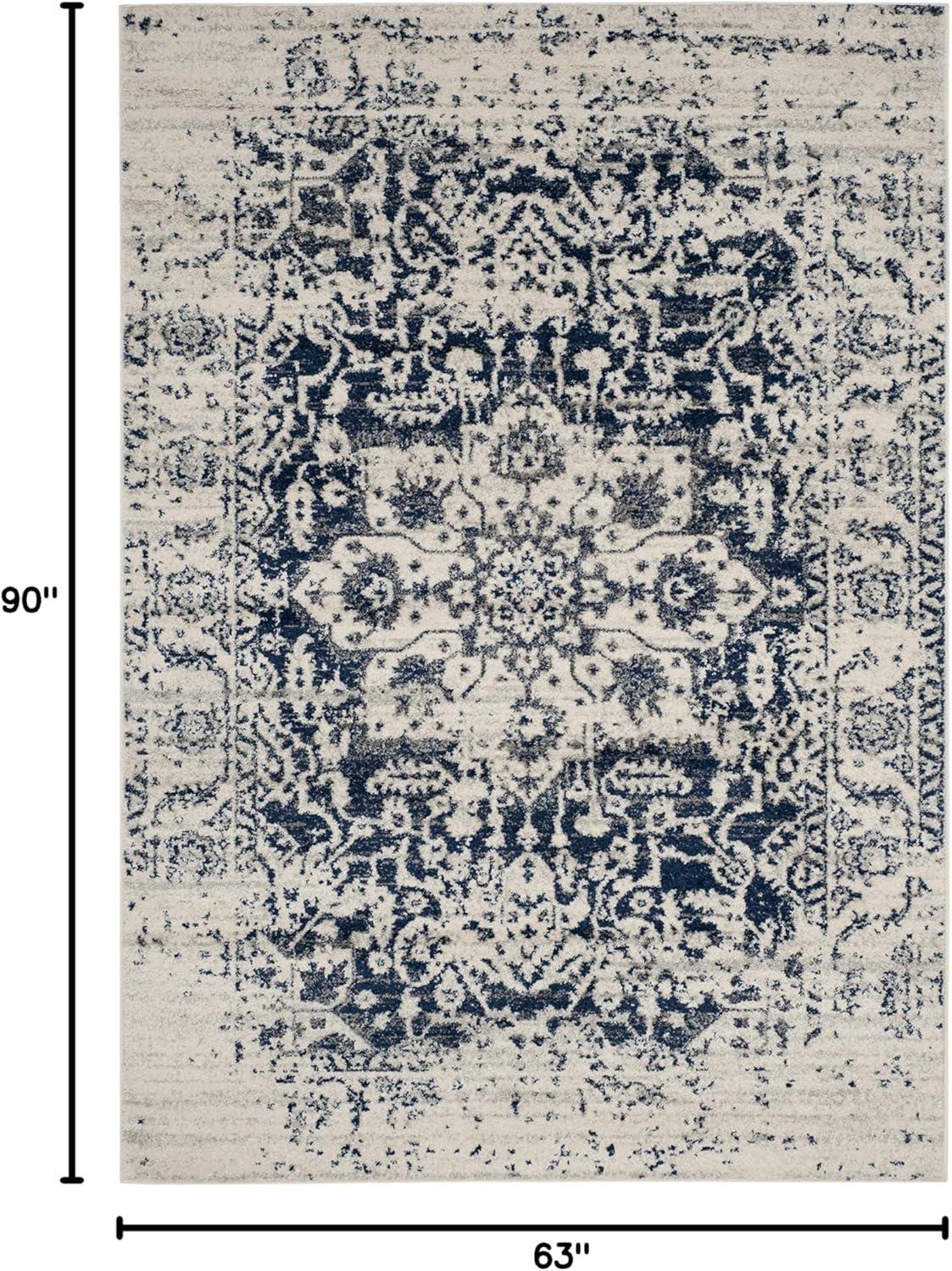 image:imageSAFAVIEH Area Rug 8x10 Madison Collection Large Cream amp Navy Snowflake Medallion Distressed Design NonShedding amp Easy Cleaning Ideal for Living Room Bedroom Office Dining Space MAD603DCreamNavy
