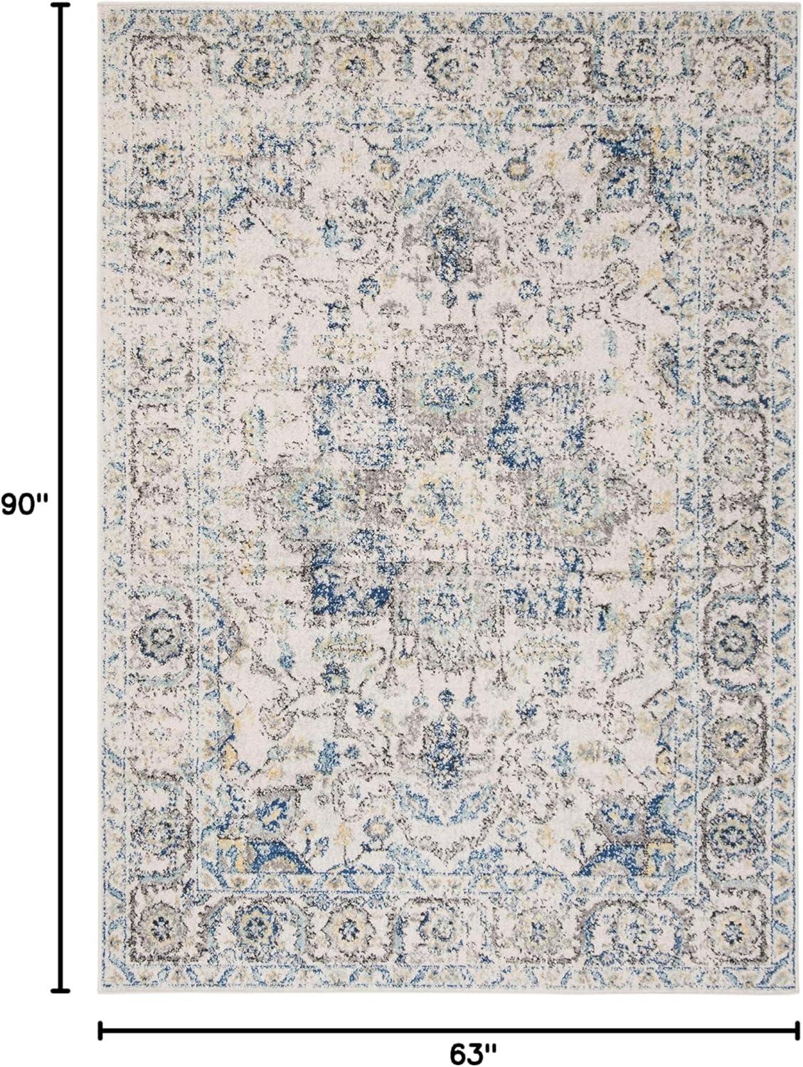 image:imageSAFAVIEH Area Rug 8x10 Madison Collection Large Cream amp Navy Snowflake Medallion Distressed Design NonShedding amp Easy Cleaning Ideal for Living Room Bedroom Office Dining Space MAD603DGreyIvory