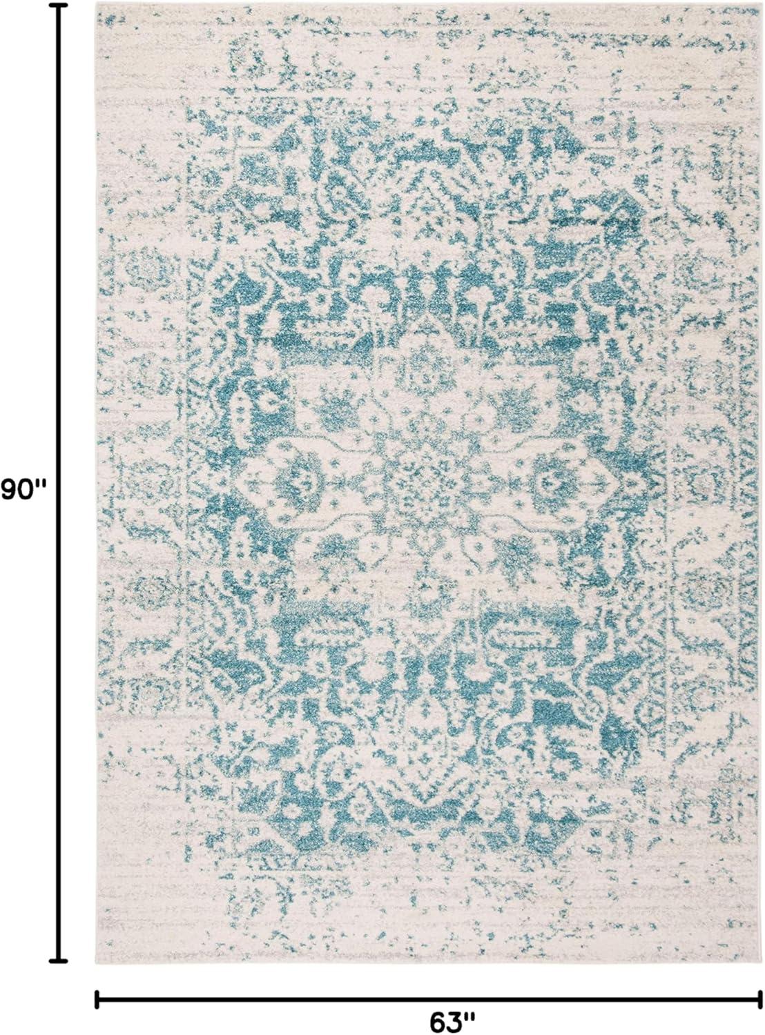 image:imageSAFAVIEH Area Rug 8x10 Madison Collection Large Cream amp Navy Snowflake Medallion Distressed Design NonShedding amp Easy Cleaning Ideal for Living Room Bedroom Office Dining Space MAD603DTealIvory