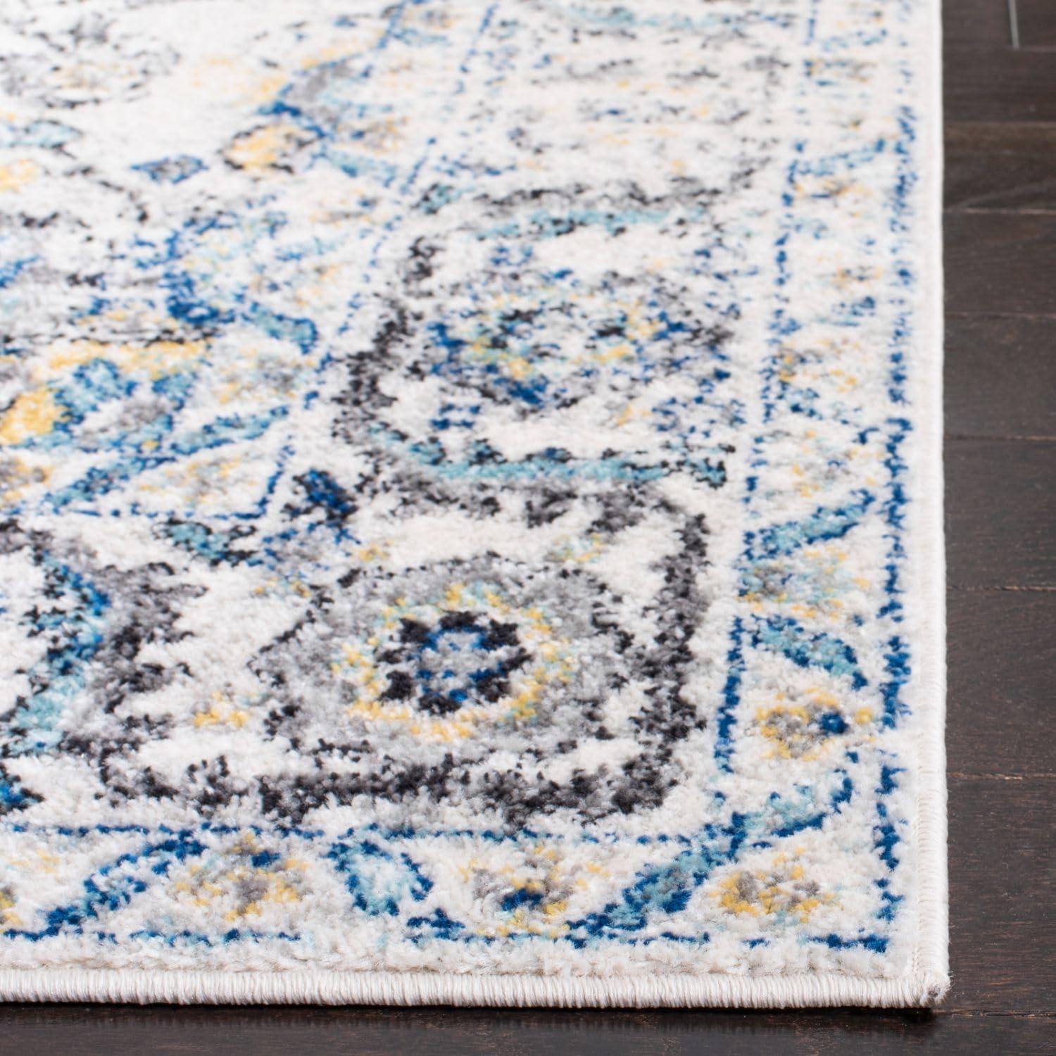 image:imageSAFAVIEH Area Rug 8x10 Madison Collection Large Cream amp Navy Snowflake Medallion Distressed Design NonShedding amp Easy Cleaning Ideal for Living Room Bedroom Office Dining Space MAD603DGreyIvory