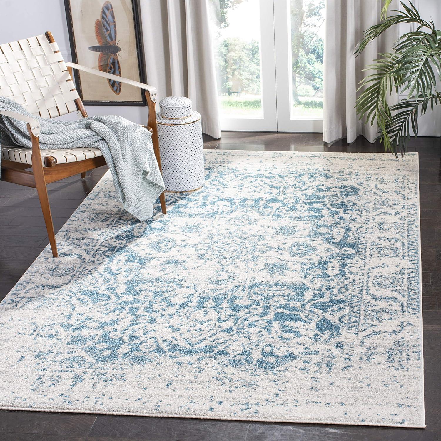image:imageSAFAVIEH Area Rug 8x10 Madison Collection Large Cream amp Navy Snowflake Medallion Distressed Design NonShedding amp Easy Cleaning Ideal for Living Room Bedroom Office Dining Space MAD603DTealIvory