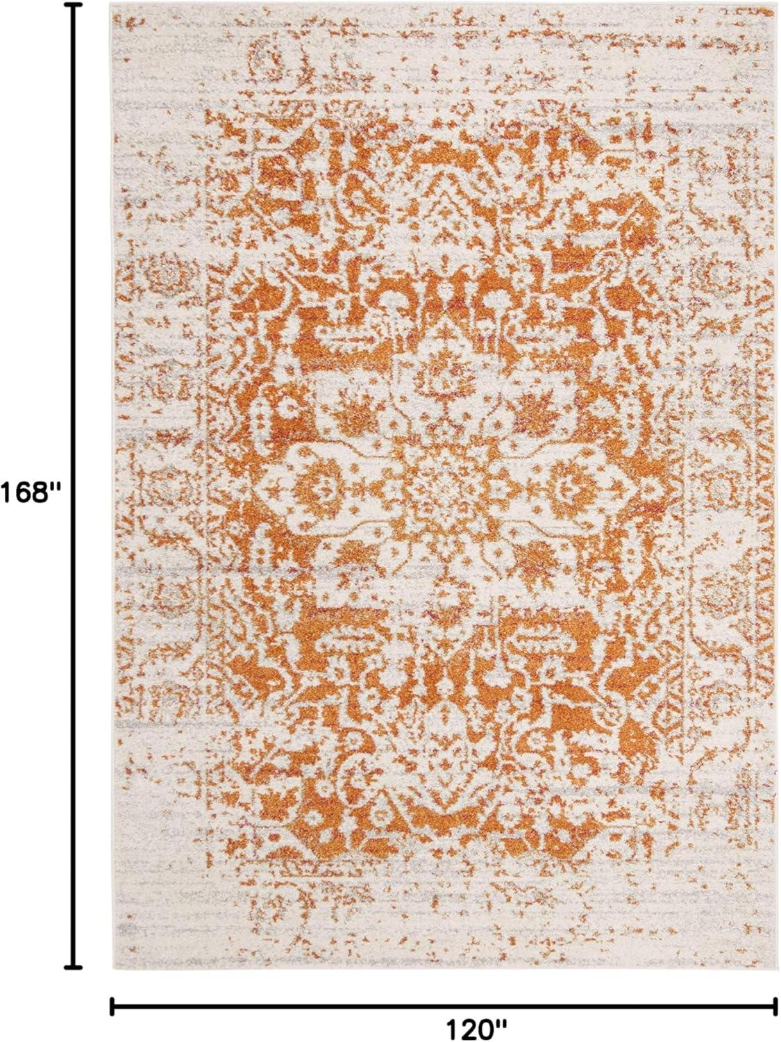 image:imageSAFAVIEH Area Rug 8x10 Madison Collection Large Cream amp Navy Snowflake Medallion Distressed Design NonShedding amp Easy Cleaning Ideal for Living Room Bedroom Office Dining Space MAD603DOrangeIvory