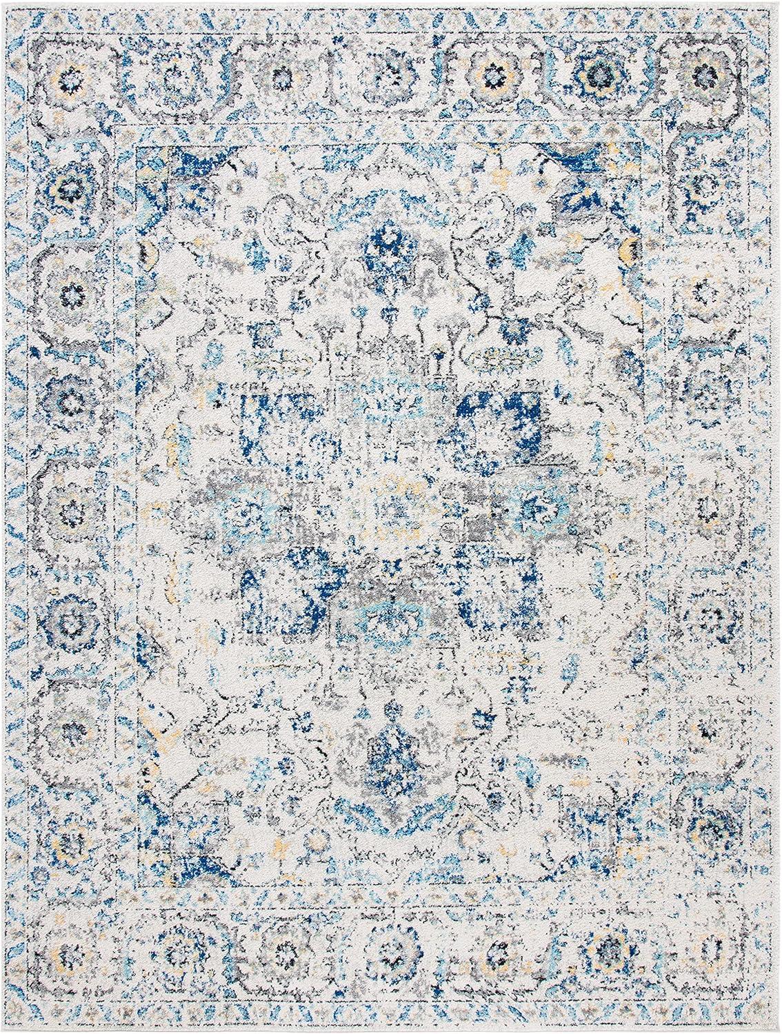 image:imageSAFAVIEH Area Rug 8x10 Madison Collection Large Cream amp Navy Snowflake Medallion Distressed Design NonShedding amp Easy Cleaning Ideal for Living Room Bedroom Office Dining Space MAD603DGreyIvory