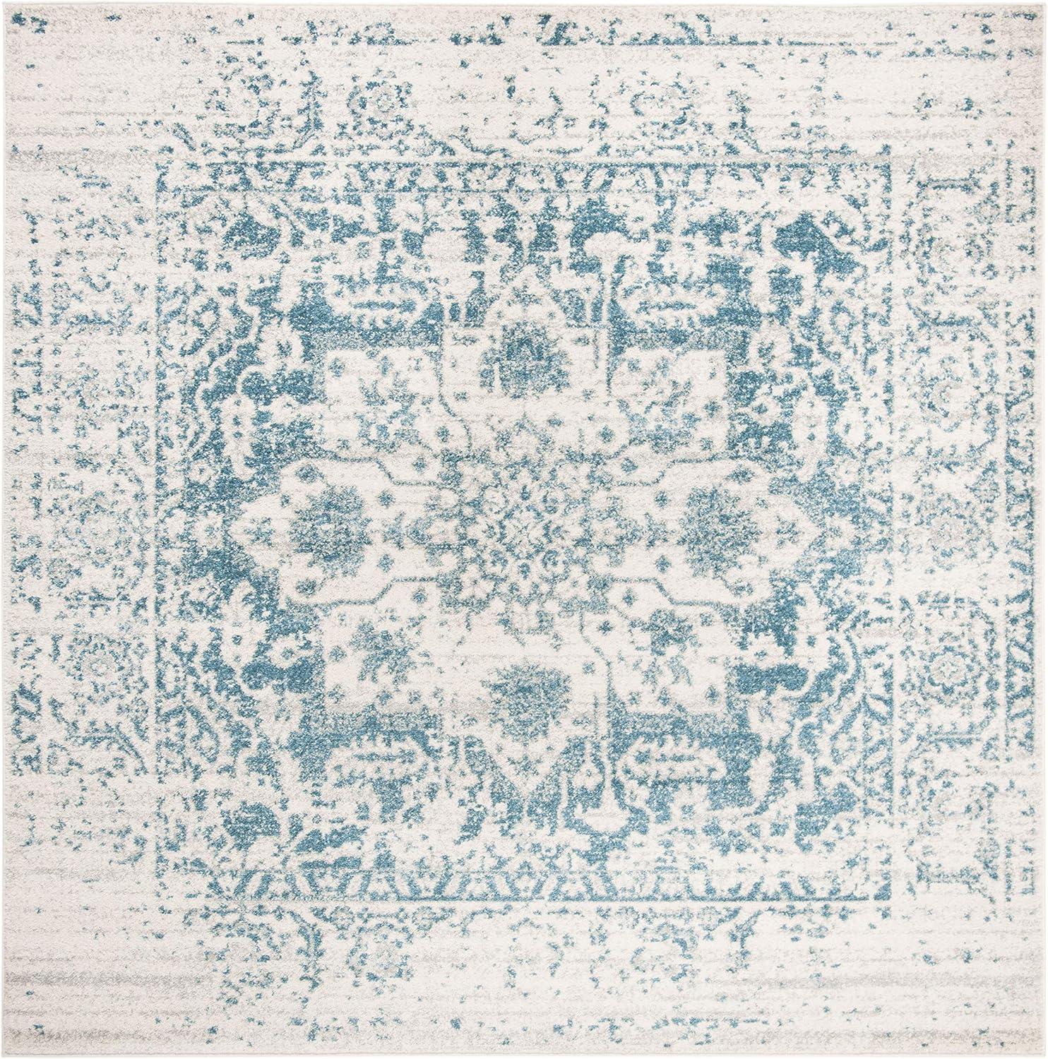 image:imageSAFAVIEH Area Rug 8x10 Madison Collection Large Cream amp Navy Snowflake Medallion Distressed Design NonShedding amp Easy Cleaning Ideal for Living Room Bedroom Office Dining Space MAD603DTealIvory