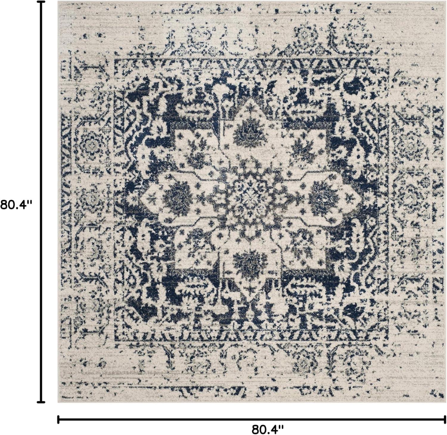image:imageSAFAVIEH Area Rug 8x10 Madison Collection Large Cream amp Navy Snowflake Medallion Distressed Design NonShedding amp Easy Cleaning Ideal for Living Room Bedroom Office Dining Space MAD603DCreamNavy