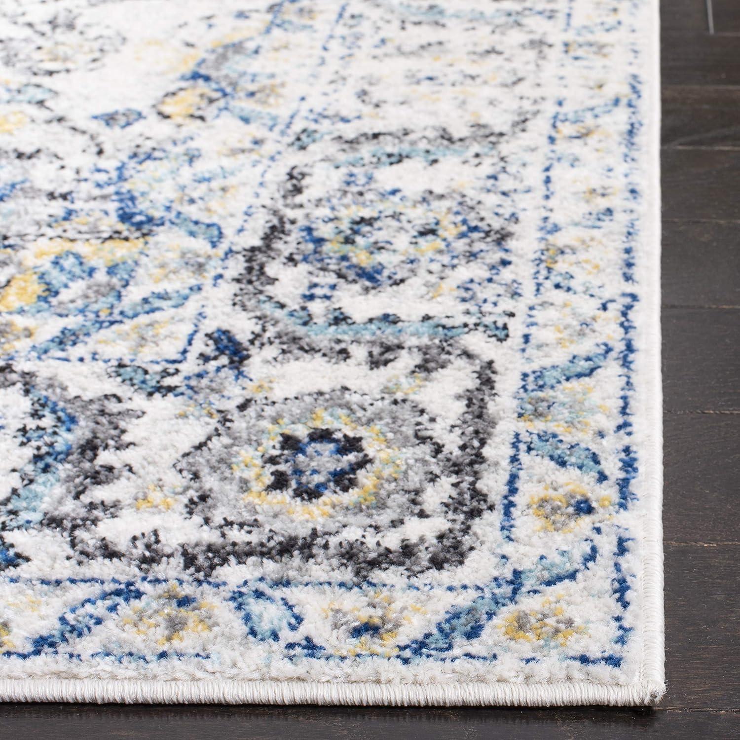 image:imageSAFAVIEH Area Rug 8x10 Madison Collection Large Cream amp Navy Snowflake Medallion Distressed Design NonShedding amp Easy Cleaning Ideal for Living Room Bedroom Office Dining Space MAD603DGreyIvory