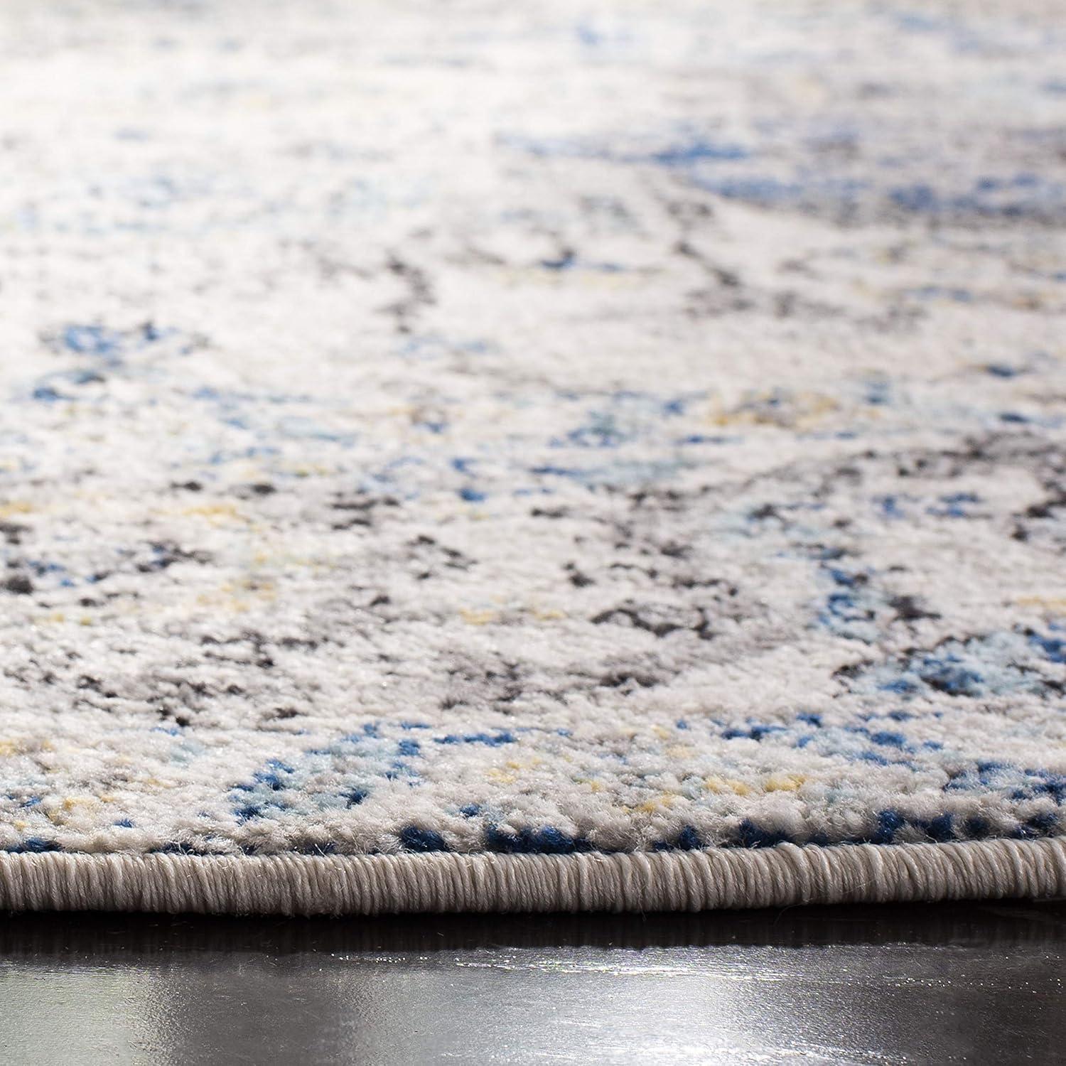 image:imageSAFAVIEH Area Rug 8x10 Madison Collection Large Cream amp Navy Snowflake Medallion Distressed Design NonShedding amp Easy Cleaning Ideal for Living Room Bedroom Office Dining Space MAD603DGreyIvory