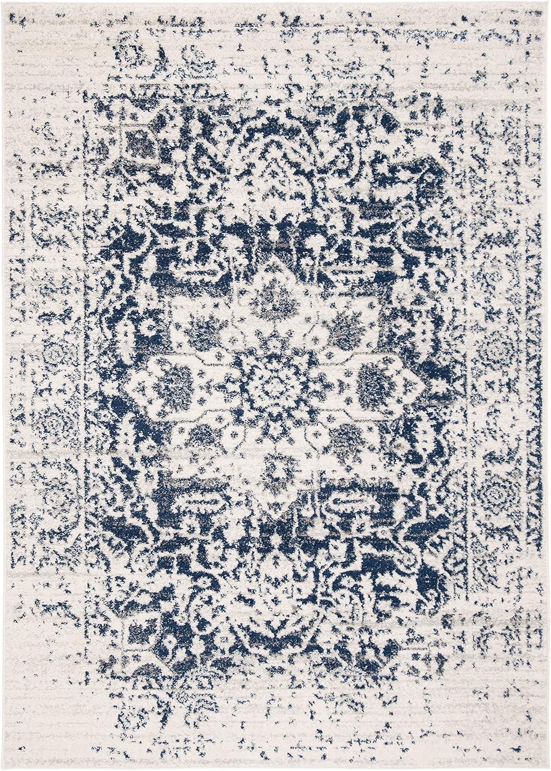 image:imageSAFAVIEH Area Rug 8x10 Madison Collection Large Cream amp Navy Snowflake Medallion Distressed Design NonShedding amp Easy Cleaning Ideal for Living Room Bedroom Office Dining Space MAD603DCreamNavy