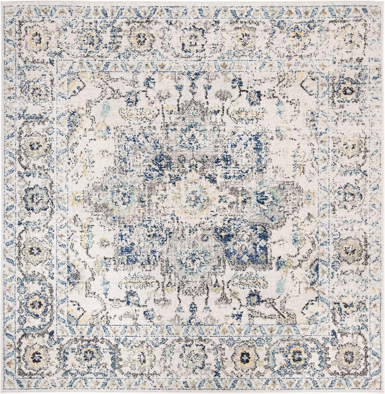 image:imageSAFAVIEH Area Rug 8x10 Madison Collection Large Cream amp Navy Snowflake Medallion Distressed Design NonShedding amp Easy Cleaning Ideal for Living Room Bedroom Office Dining Space MAD603DGreyIvory