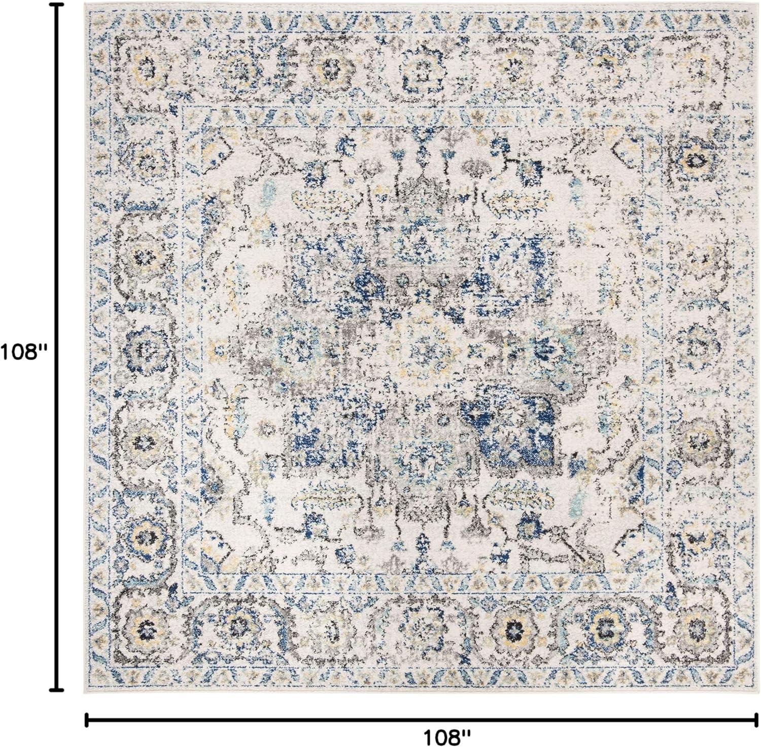 image:imageSAFAVIEH Area Rug 8x10 Madison Collection Large Cream amp Navy Snowflake Medallion Distressed Design NonShedding amp Easy Cleaning Ideal for Living Room Bedroom Office Dining Space MAD603DGreyIvory