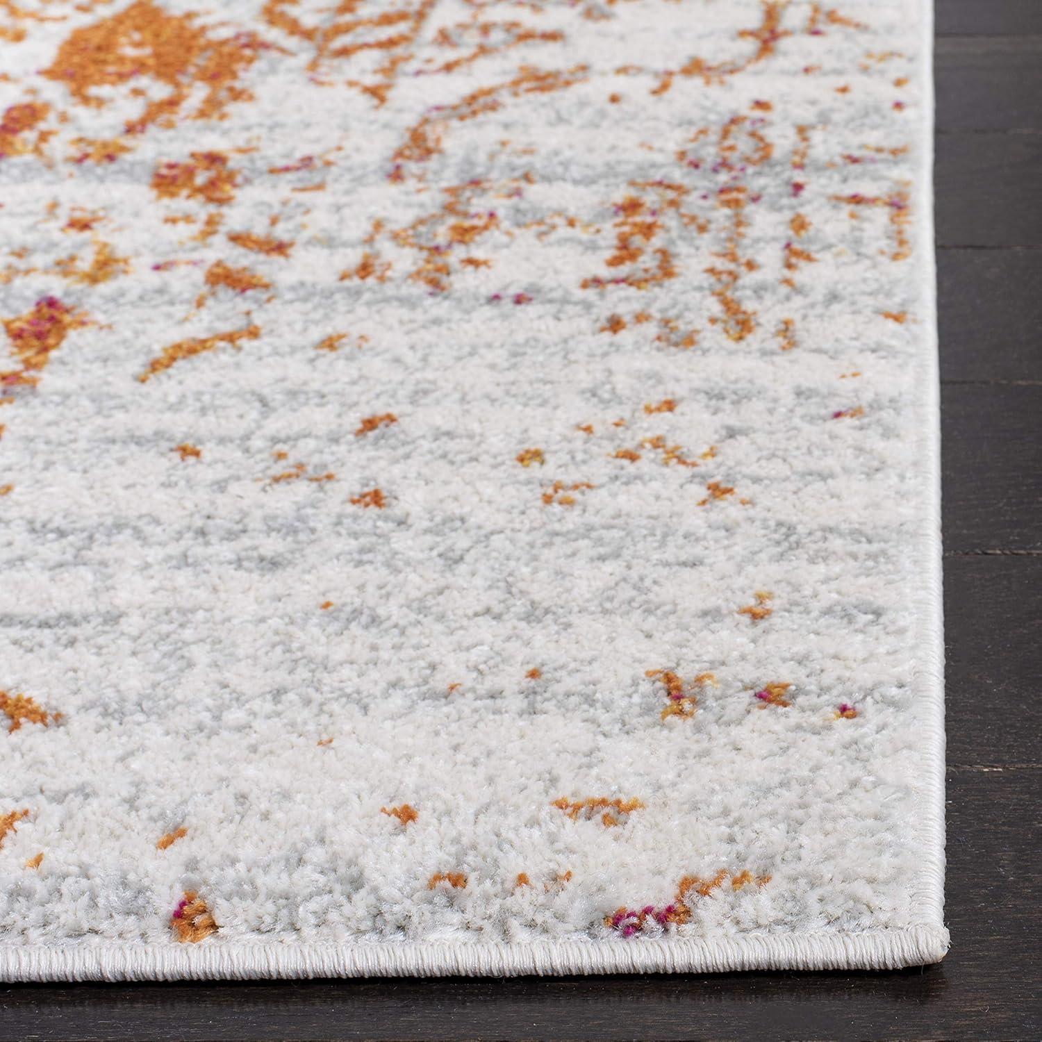 image:imageSAFAVIEH Area Rug 8x10 Madison Collection Large Cream amp Navy Snowflake Medallion Distressed Design NonShedding amp Easy Cleaning Ideal for Living Room Bedroom Office Dining Space MAD603DOrangeIvory