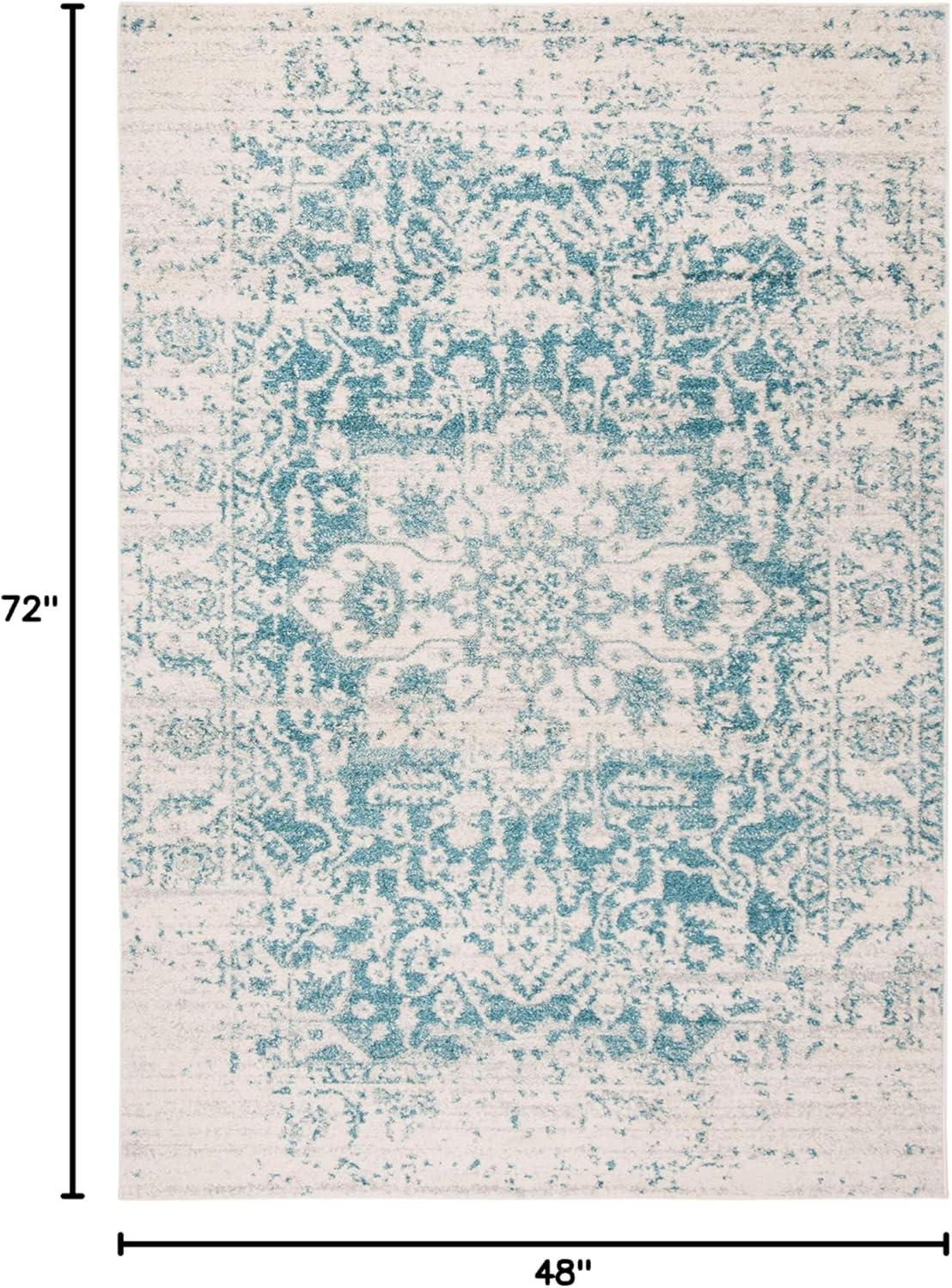 image:imageSAFAVIEH Area Rug 8x10 Madison Collection Large Cream amp Navy Snowflake Medallion Distressed Design NonShedding amp Easy Cleaning Ideal for Living Room Bedroom Office Dining Space MAD603DTealIvory