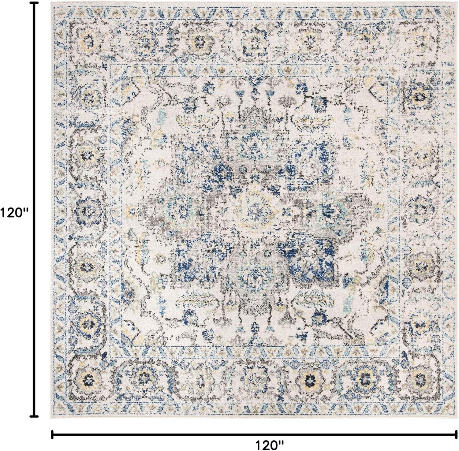 image:imageSAFAVIEH Area Rug 8x10 Madison Collection Large Cream amp Navy Snowflake Medallion Distressed Design NonShedding amp Easy Cleaning Ideal for Living Room Bedroom Office Dining Space MAD603DGreyIvory
