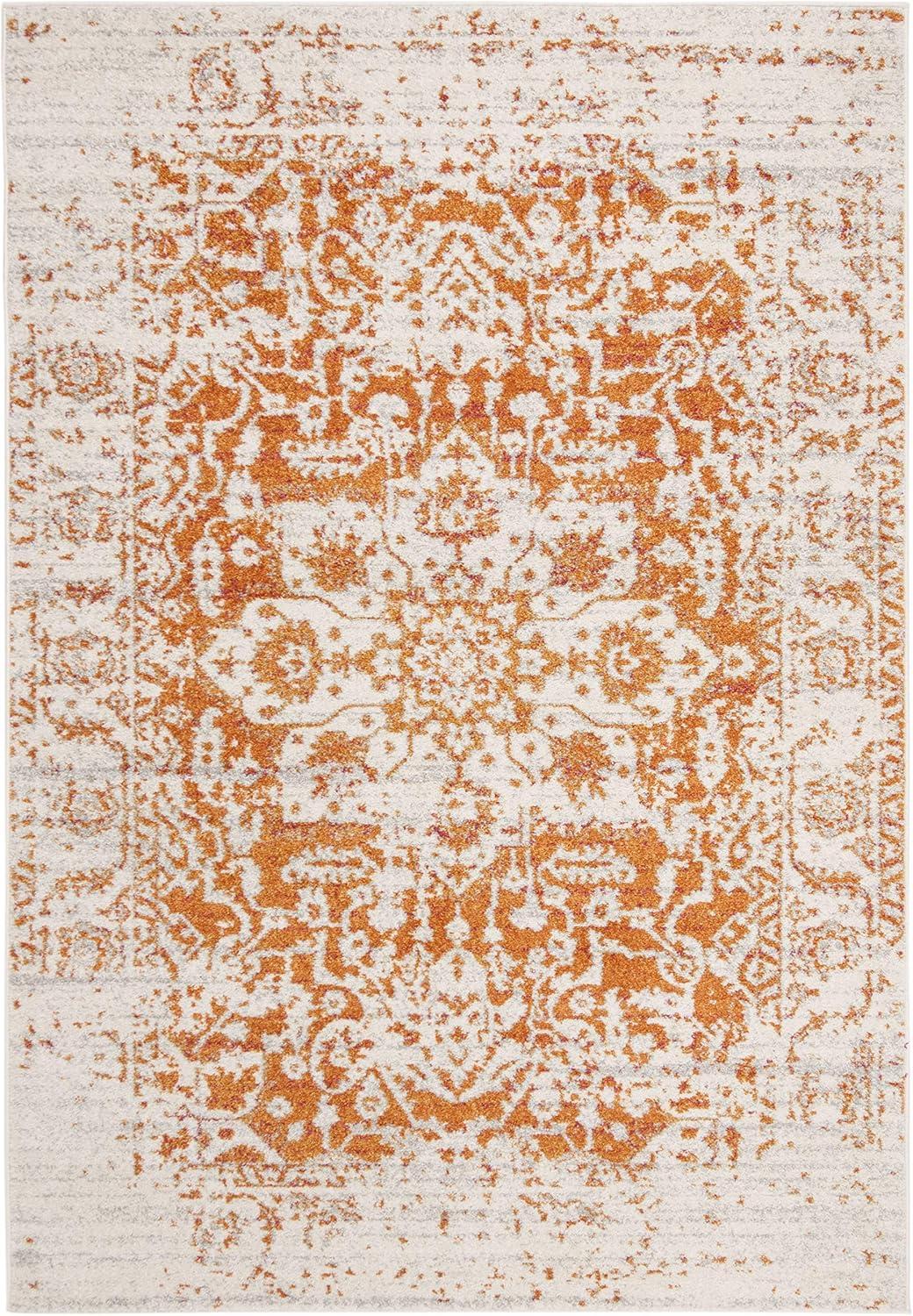 image:imageSAFAVIEH Area Rug 8x10 Madison Collection Large Cream amp Navy Snowflake Medallion Distressed Design NonShedding amp Easy Cleaning Ideal for Living Room Bedroom Office Dining Space MAD603DOrangeIvory
