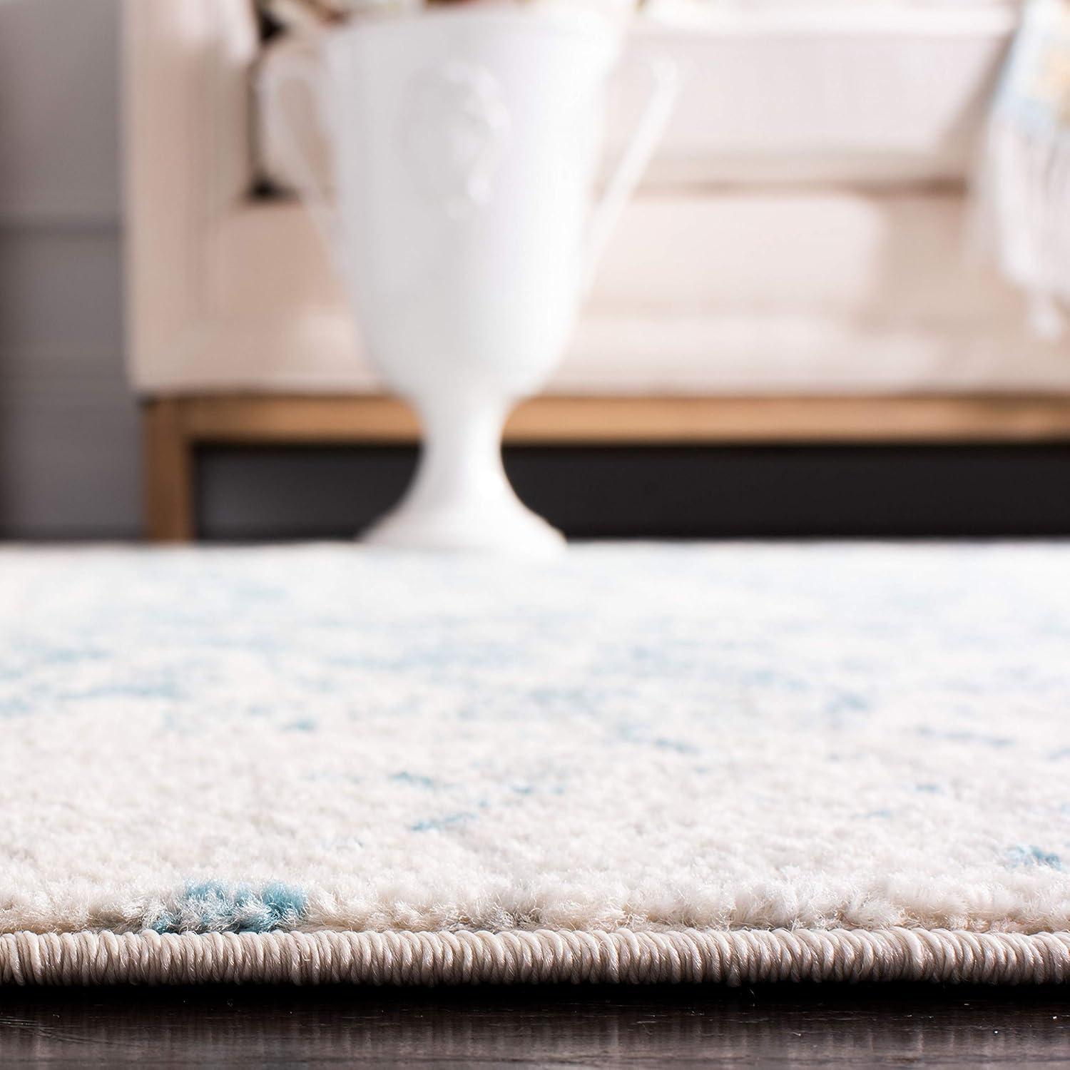 image:imageSAFAVIEH Area Rug 8x10 Madison Collection Large Cream amp Navy Snowflake Medallion Distressed Design NonShedding amp Easy Cleaning Ideal for Living Room Bedroom Office Dining Space MAD603DTealIvory