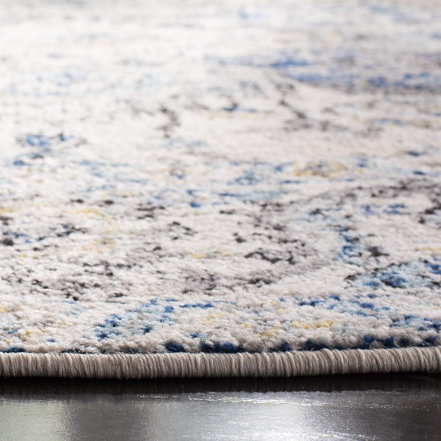 image:imageSAFAVIEH Area Rug 8x10 Madison Collection Large Cream amp Navy Snowflake Medallion Distressed Design NonShedding amp Easy Cleaning Ideal for Living Room Bedroom Office Dining Space MAD603DGreyIvory