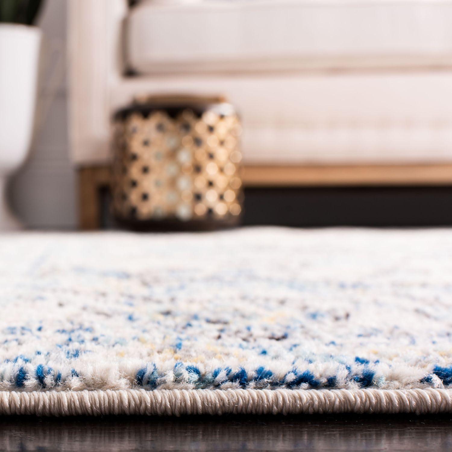 image:imageSAFAVIEH Area Rug 8x10 Madison Collection Large Cream amp Navy Snowflake Medallion Distressed Design NonShedding amp Easy Cleaning Ideal for Living Room Bedroom Office Dining Space MAD603DGreyIvory