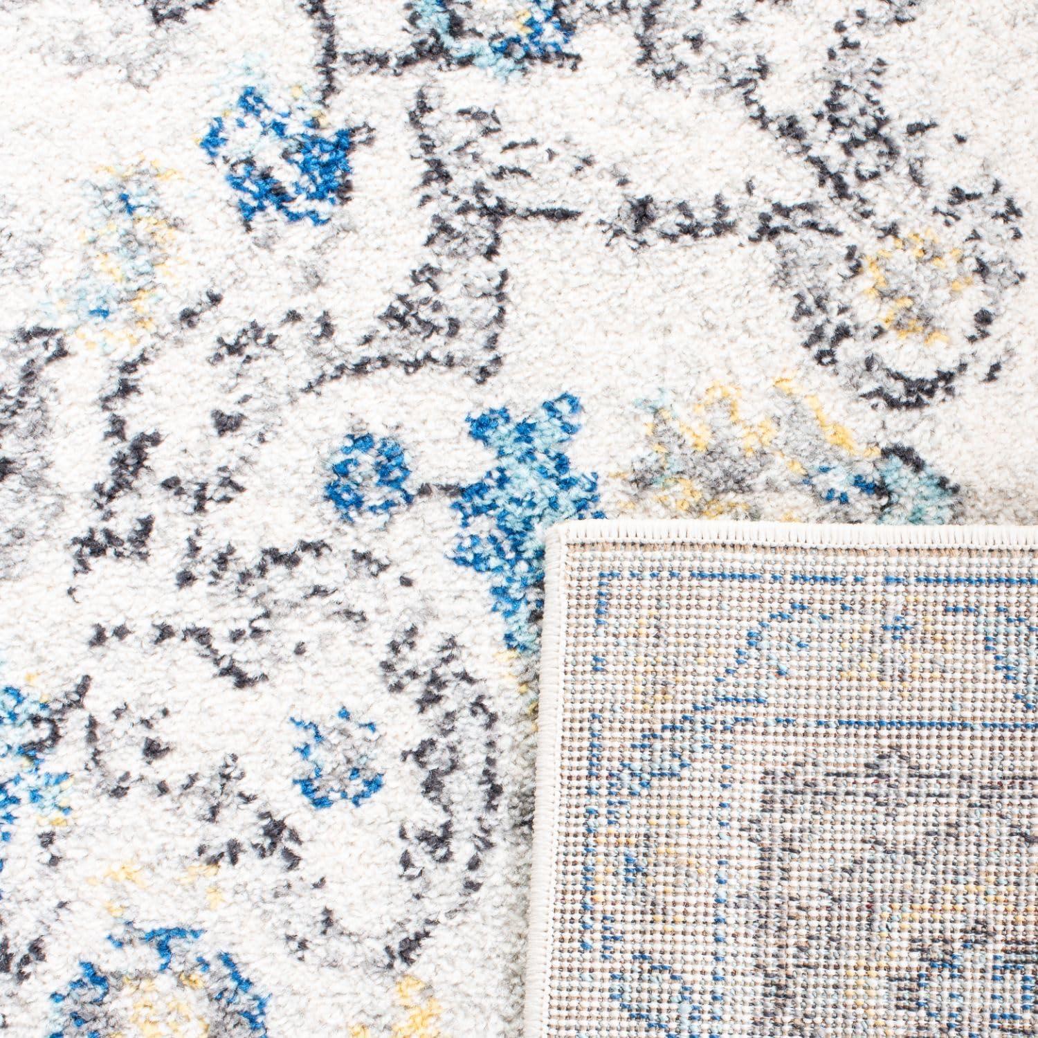 image:imageSAFAVIEH Area Rug 8x10 Madison Collection Large Cream amp Navy Snowflake Medallion Distressed Design NonShedding amp Easy Cleaning Ideal for Living Room Bedroom Office Dining Space MAD603DGreyIvory