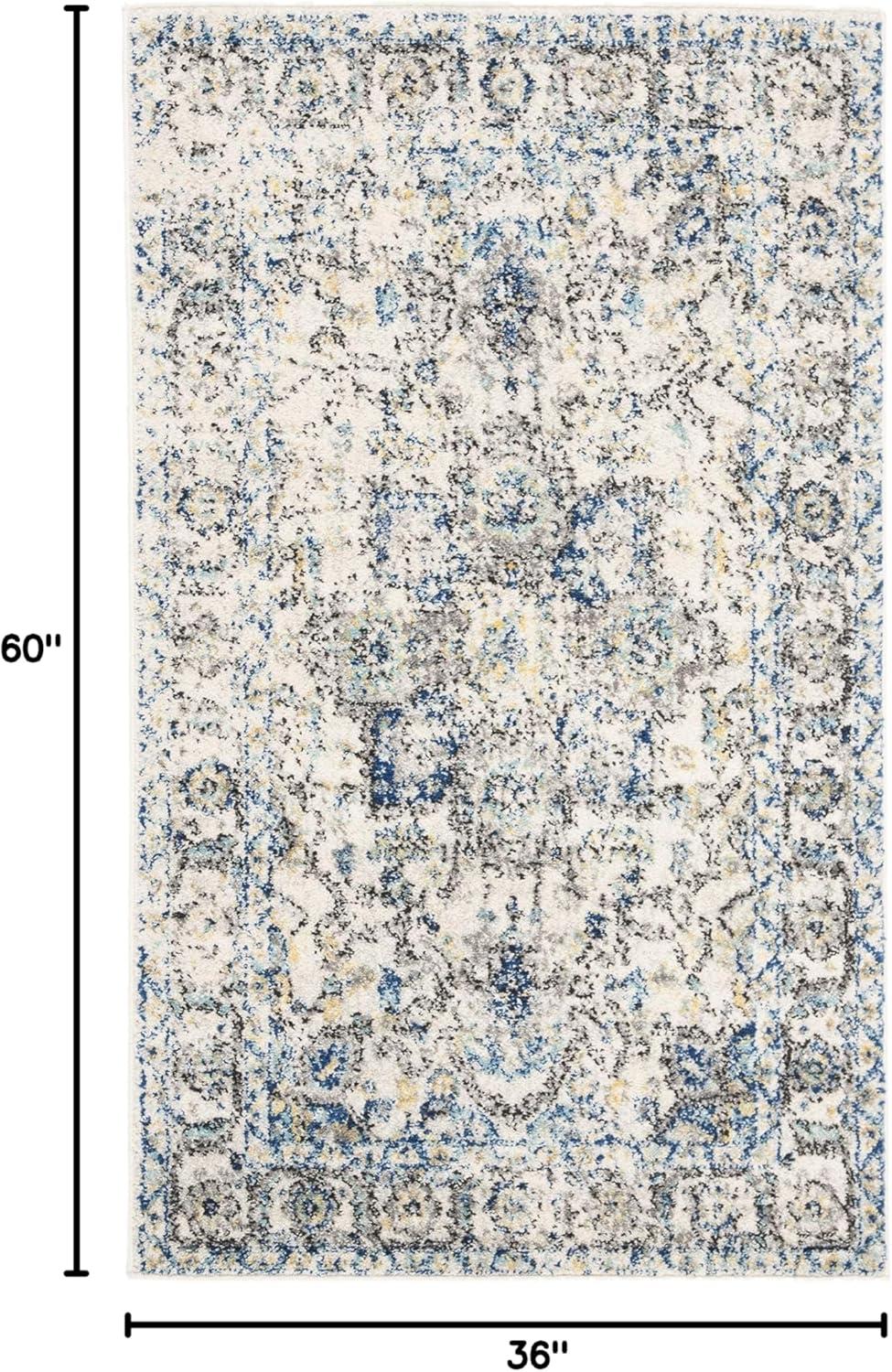 image:imageSAFAVIEH Area Rug 8x10 Madison Collection Large Cream amp Navy Snowflake Medallion Distressed Design NonShedding amp Easy Cleaning Ideal for Living Room Bedroom Office Dining Space MAD603DGreyIvory