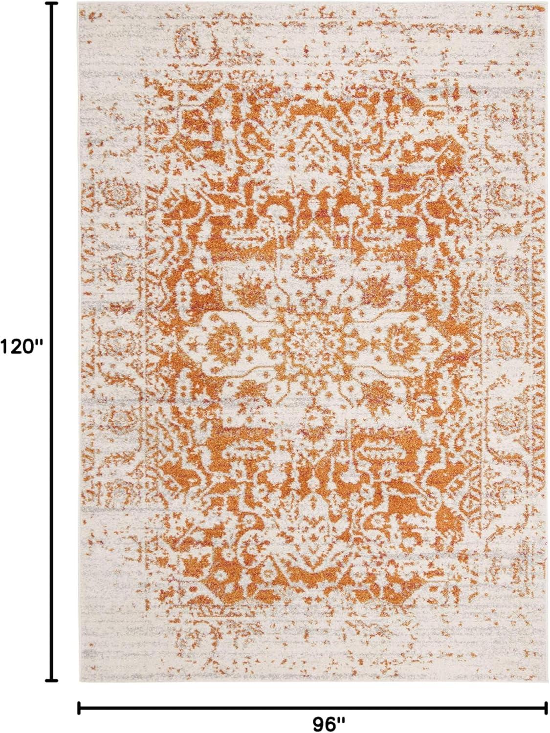 image:imageSAFAVIEH Area Rug 8x10 Madison Collection Large Cream amp Navy Snowflake Medallion Distressed Design NonShedding amp Easy Cleaning Ideal for Living Room Bedroom Office Dining Space MAD603DOrangeIvory