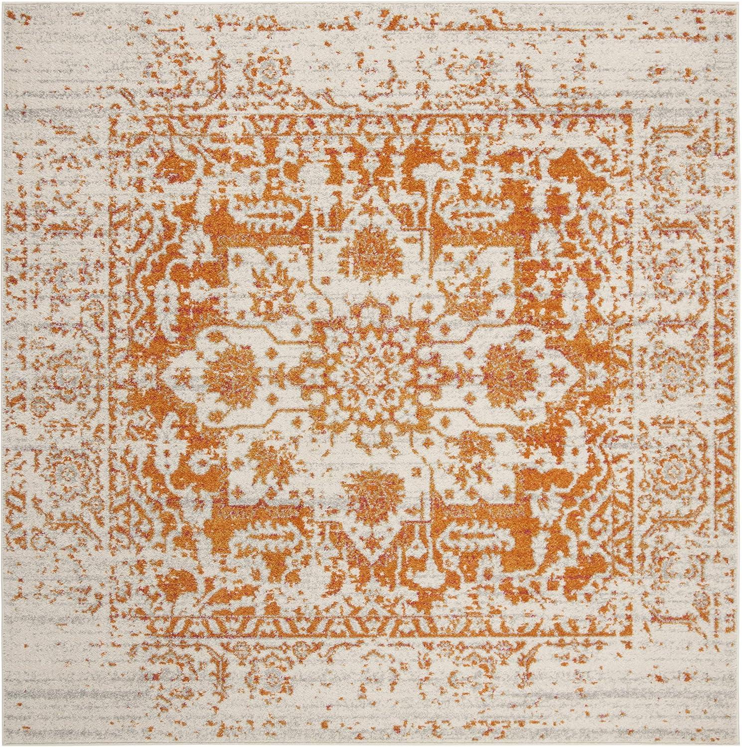 image:imageSAFAVIEH Area Rug 8x10 Madison Collection Large Cream amp Navy Snowflake Medallion Distressed Design NonShedding amp Easy Cleaning Ideal for Living Room Bedroom Office Dining Space MAD603DOrangeIvory