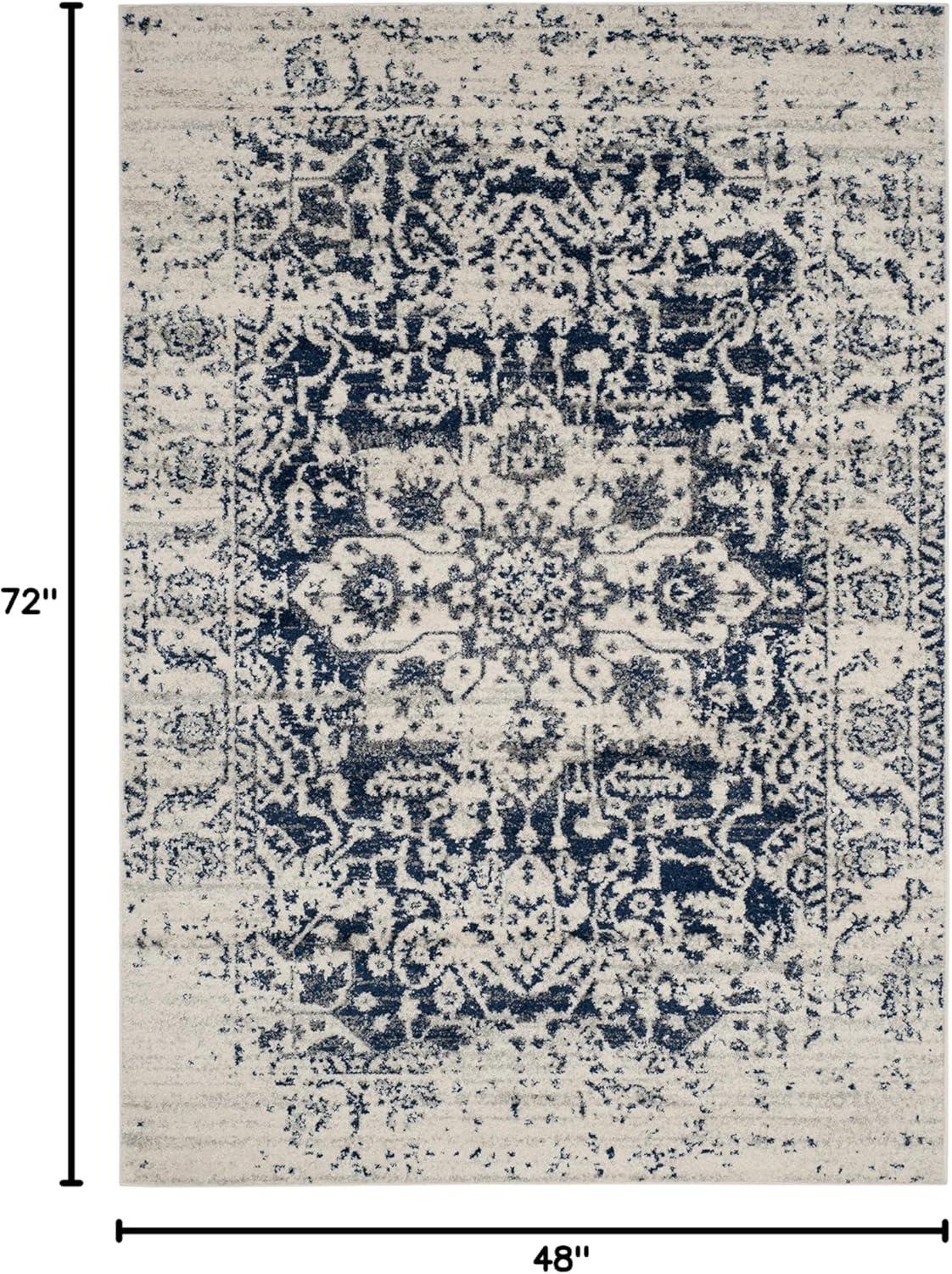 image:imageSAFAVIEH Area Rug 8x10 Madison Collection Large Cream amp Navy Snowflake Medallion Distressed Design NonShedding amp Easy Cleaning Ideal for Living Room Bedroom Office Dining Space MAD603DCreamNavy