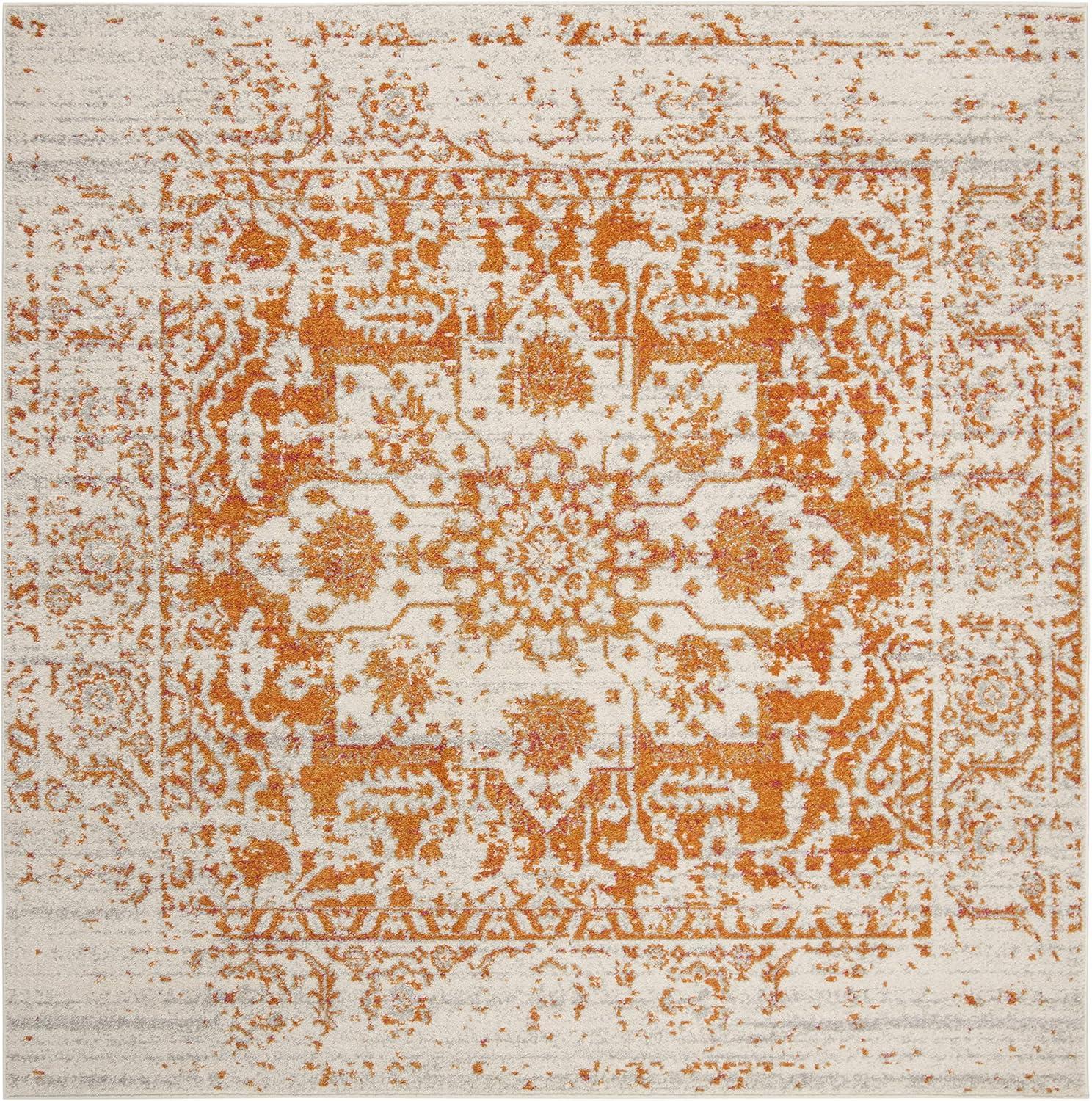 image:imageSAFAVIEH Area Rug 8x10 Madison Collection Large Cream amp Navy Snowflake Medallion Distressed Design NonShedding amp Easy Cleaning Ideal for Living Room Bedroom Office Dining Space MAD603DOrangeIvory