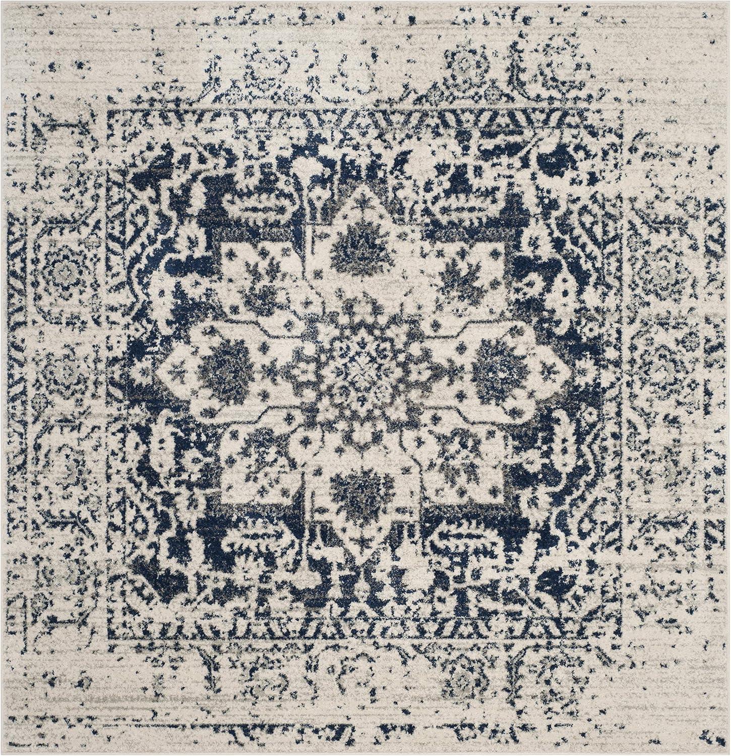 image:imageSAFAVIEH Area Rug 8x10 Madison Collection Large Cream amp Navy Snowflake Medallion Distressed Design NonShedding amp Easy Cleaning Ideal for Living Room Bedroom Office Dining Space MAD603DCreamNavy