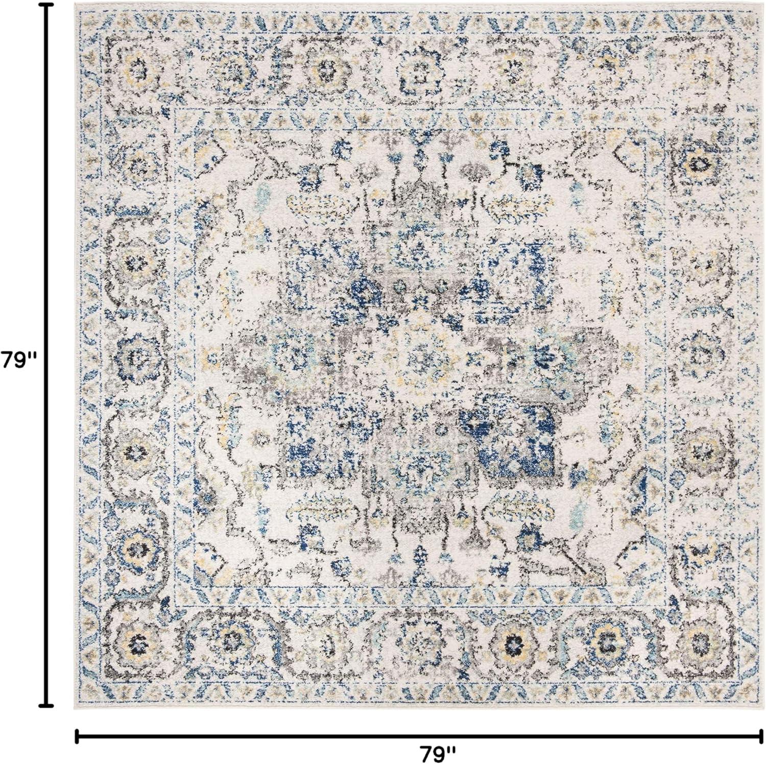 image:imageSAFAVIEH Area Rug 8x10 Madison Collection Large Cream amp Navy Snowflake Medallion Distressed Design NonShedding amp Easy Cleaning Ideal for Living Room Bedroom Office Dining Space MAD603DGreyIvory