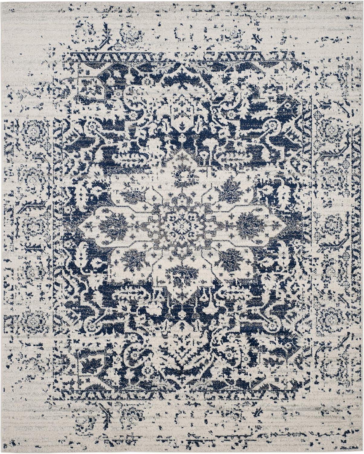 image:imageSAFAVIEH Area Rug 8x10 Madison Collection Large Cream amp Navy Snowflake Medallion Distressed Design NonShedding amp Easy Cleaning Ideal for Living Room Bedroom Office Dining Space MAD603DCreamNavy