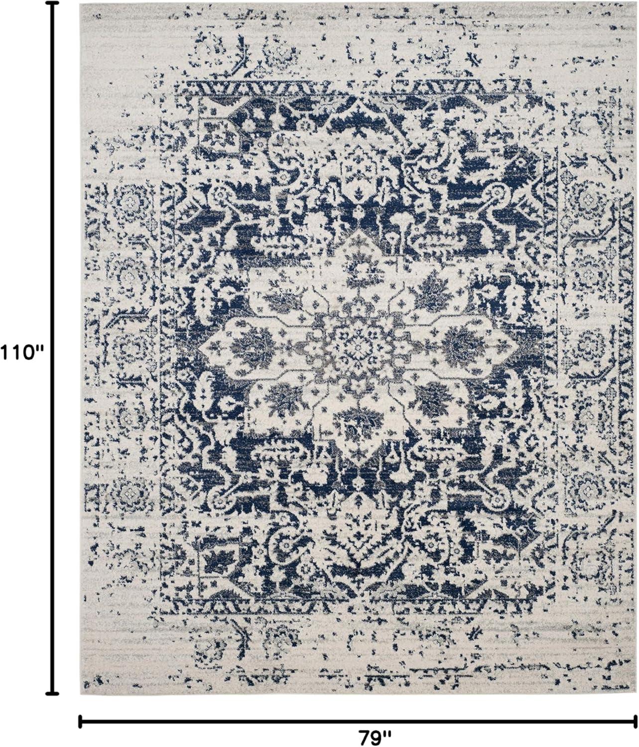 image:imageSAFAVIEH Area Rug 8x10 Madison Collection Large Cream amp Navy Snowflake Medallion Distressed Design NonShedding amp Easy Cleaning Ideal for Living Room Bedroom Office Dining Space MAD603DCreamNavy