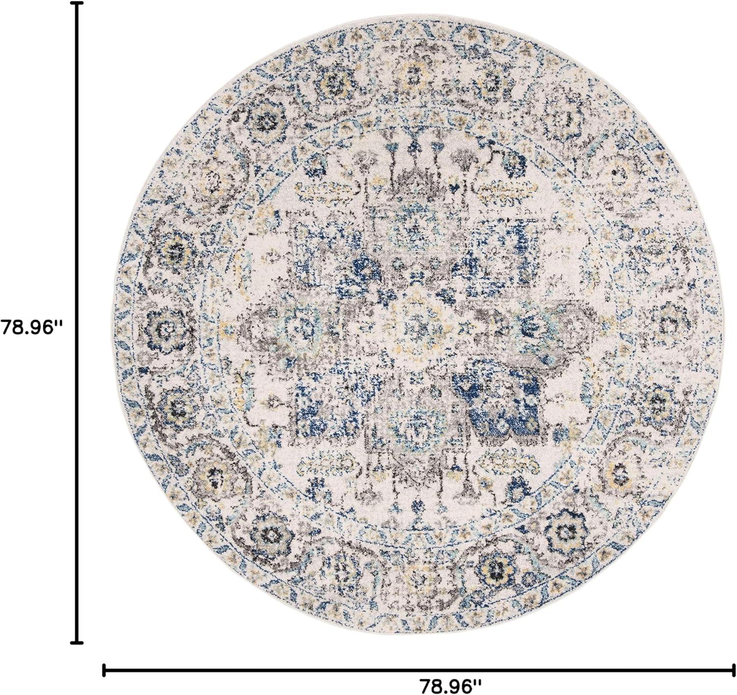 image:imageSAFAVIEH Area Rug 8x10 Madison Collection Large Cream amp Navy Snowflake Medallion Distressed Design NonShedding amp Easy Cleaning Ideal for Living Room Bedroom Office Dining Space MAD603DGreyIvory