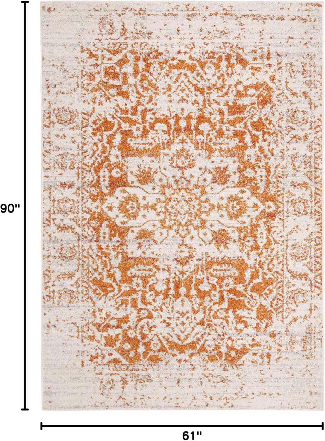 image:imageSAFAVIEH Area Rug 8x10 Madison Collection Large Cream amp Navy Snowflake Medallion Distressed Design NonShedding amp Easy Cleaning Ideal for Living Room Bedroom Office Dining Space MAD603DOrangeIvory
