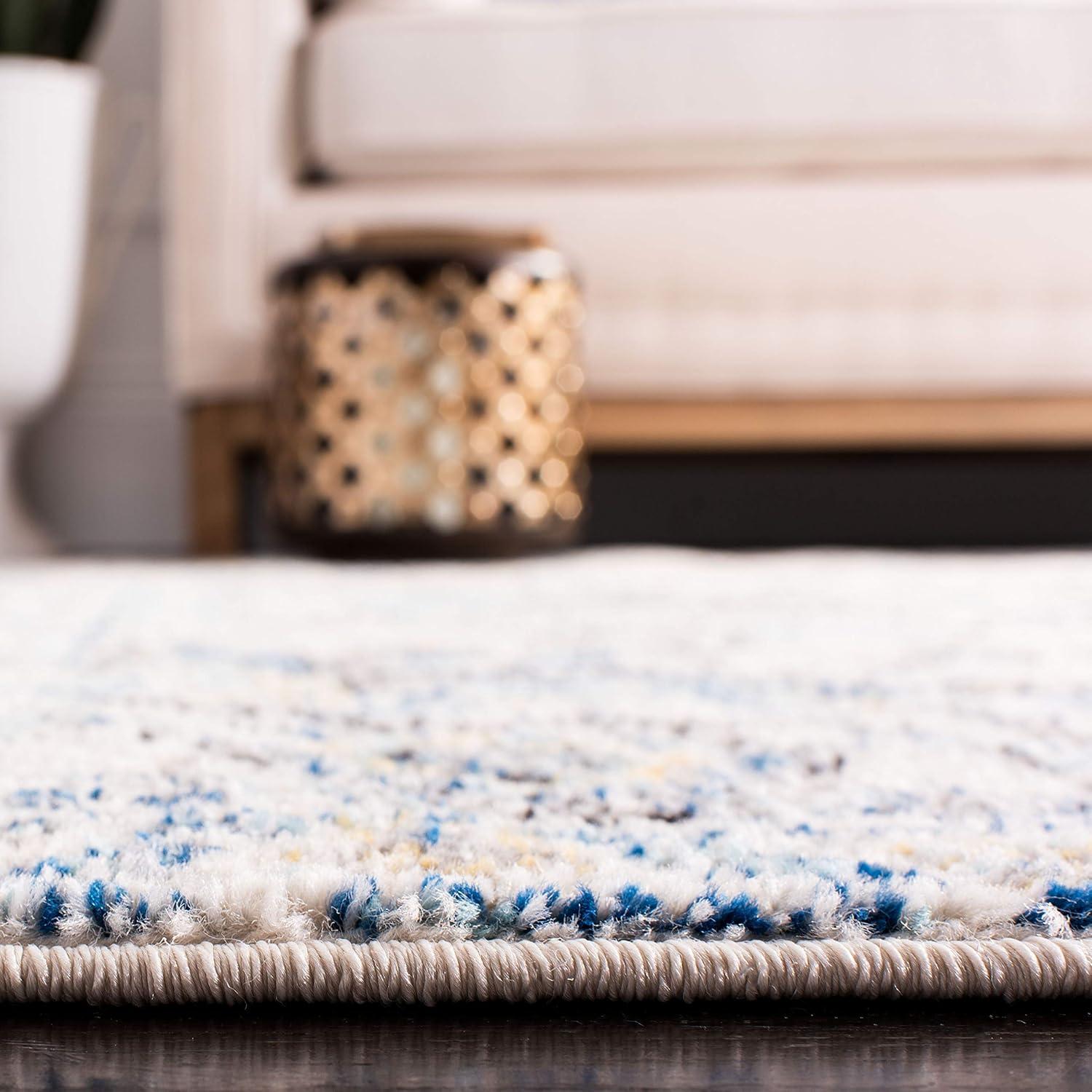 image:imageSAFAVIEH Area Rug 8x10 Madison Collection Large Cream amp Navy Snowflake Medallion Distressed Design NonShedding amp Easy Cleaning Ideal for Living Room Bedroom Office Dining Space MAD603DGreyIvory