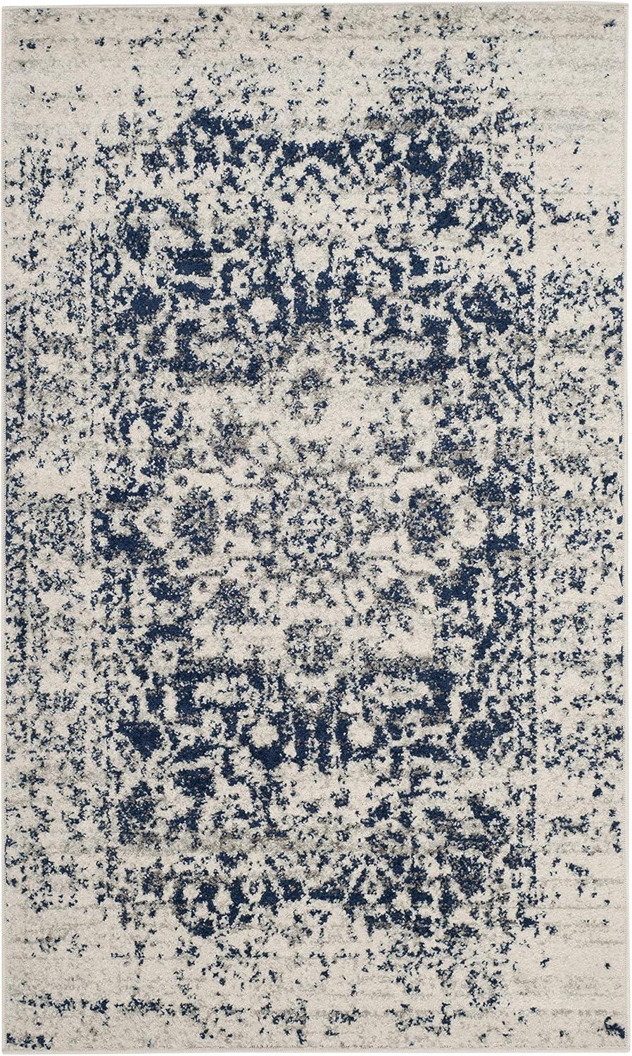 image:imageSAFAVIEH Area Rug 8x10 Madison Collection Large Cream amp Navy Snowflake Medallion Distressed Design NonShedding amp Easy Cleaning Ideal for Living Room Bedroom Office Dining Space MAD603DCreamNavy