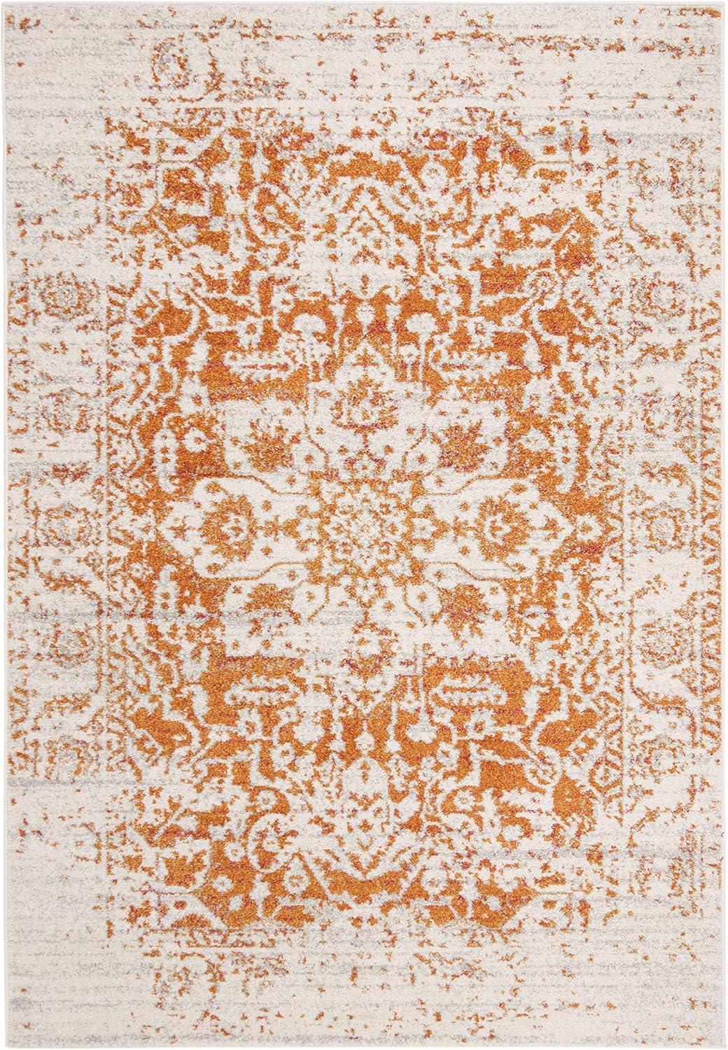 image:imageSAFAVIEH Area Rug 8x10 Madison Collection Large Cream amp Navy Snowflake Medallion Distressed Design NonShedding amp Easy Cleaning Ideal for Living Room Bedroom Office Dining Space MAD603DOrangeIvory