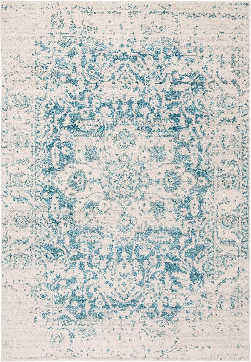 image:imageSAFAVIEH Area Rug 8x10 Madison Collection Large Cream amp Navy Snowflake Medallion Distressed Design NonShedding amp Easy Cleaning Ideal for Living Room Bedroom Office Dining Space MAD603DTealIvory