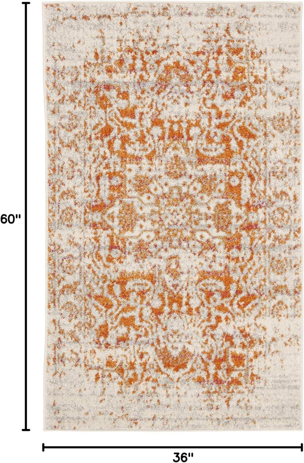 image:imageSAFAVIEH Area Rug 8x10 Madison Collection Large Cream amp Navy Snowflake Medallion Distressed Design NonShedding amp Easy Cleaning Ideal for Living Room Bedroom Office Dining Space MAD603DOrangeIvory