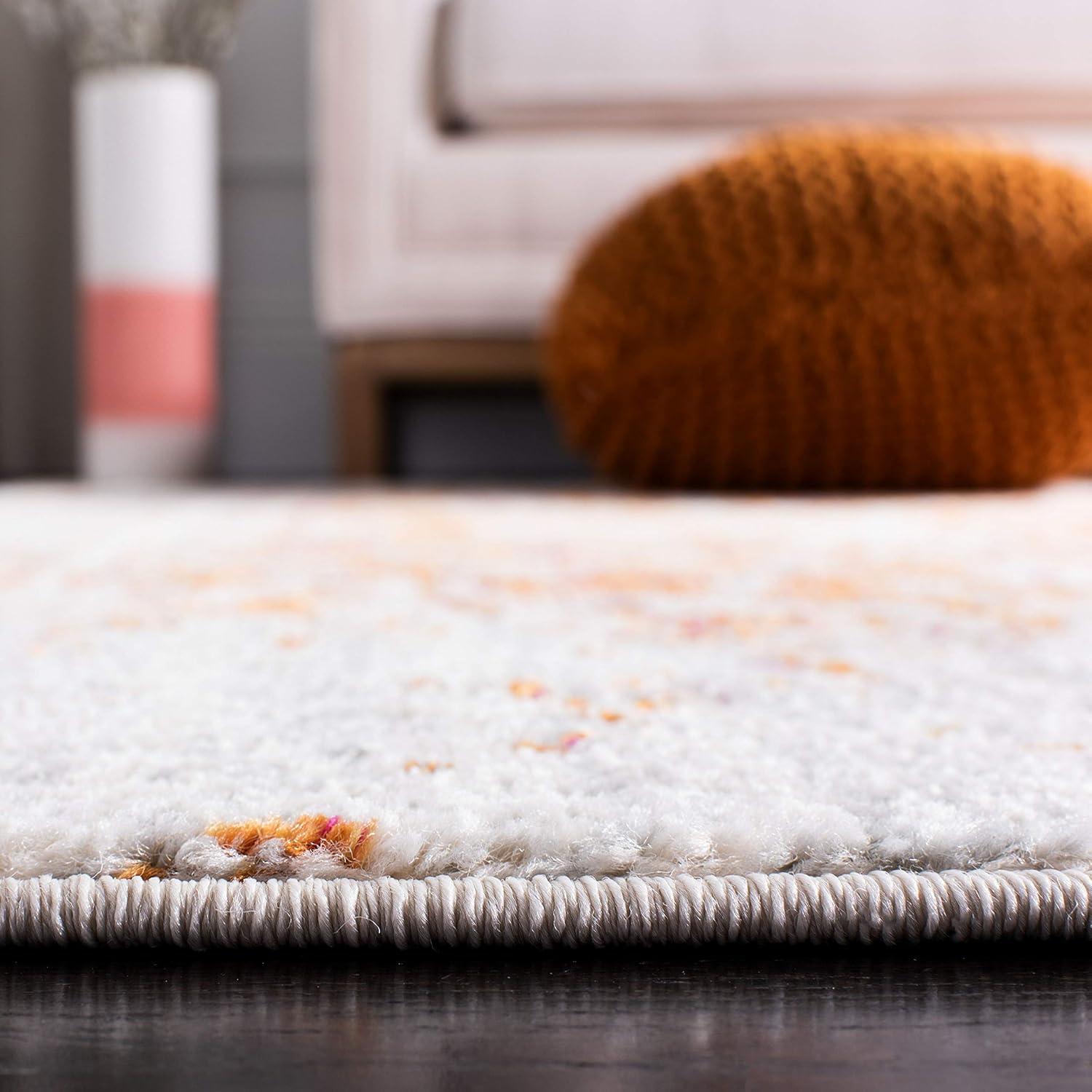 image:imageSAFAVIEH Area Rug 8x10 Madison Collection Large Cream amp Navy Snowflake Medallion Distressed Design NonShedding amp Easy Cleaning Ideal for Living Room Bedroom Office Dining Space MAD603DOrangeIvory