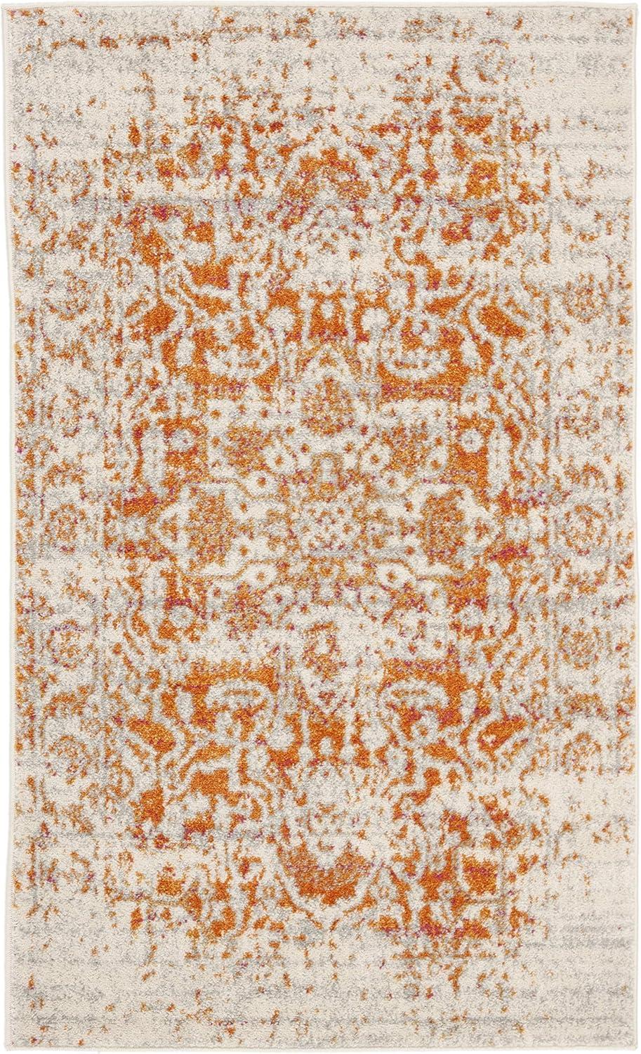 image:imageSAFAVIEH Area Rug 8x10 Madison Collection Large Cream amp Navy Snowflake Medallion Distressed Design NonShedding amp Easy Cleaning Ideal for Living Room Bedroom Office Dining Space MAD603DOrangeIvory