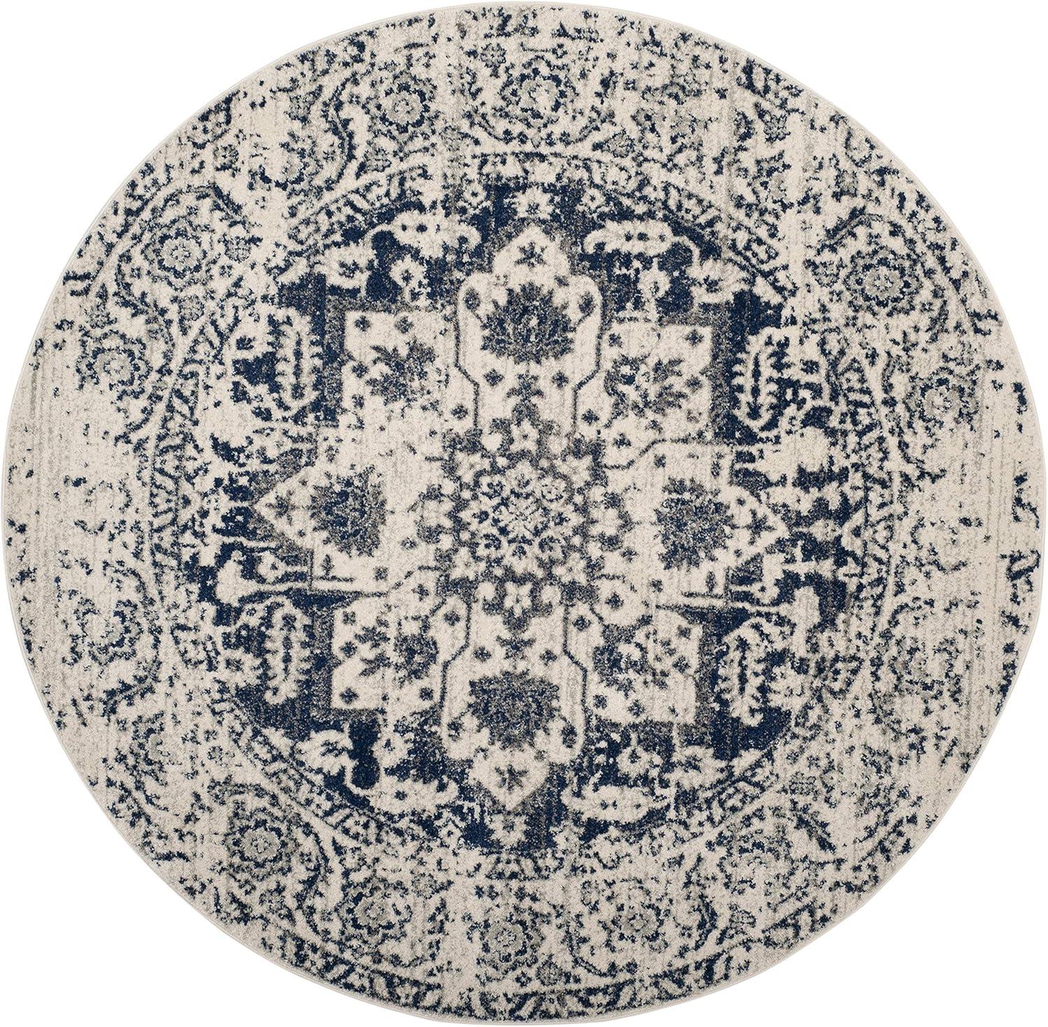 image:imageSAFAVIEH Area Rug 8x10 Madison Collection Large Cream amp Navy Snowflake Medallion Distressed Design NonShedding amp Easy Cleaning Ideal for Living Room Bedroom Office Dining Space MAD603DCreamNavy
