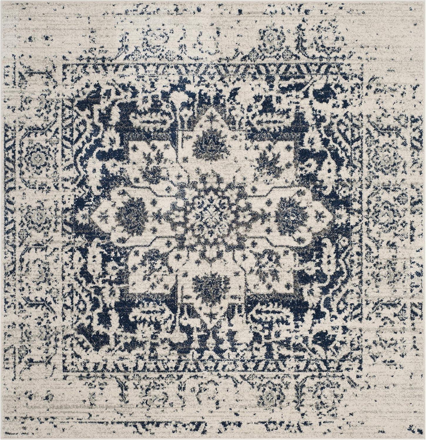 image:imageSAFAVIEH Area Rug 8x10 Madison Collection Large Cream amp Navy Snowflake Medallion Distressed Design NonShedding amp Easy Cleaning Ideal for Living Room Bedroom Office Dining Space MAD603DCreamNavy