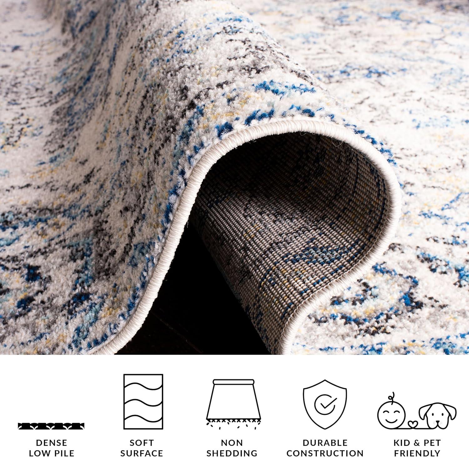 image:imageSAFAVIEH Area Rug 8x10 Madison Collection Large Cream amp Navy Snowflake Medallion Distressed Design NonShedding amp Easy Cleaning Ideal for Living Room Bedroom Office Dining Space MAD603DGreyIvory