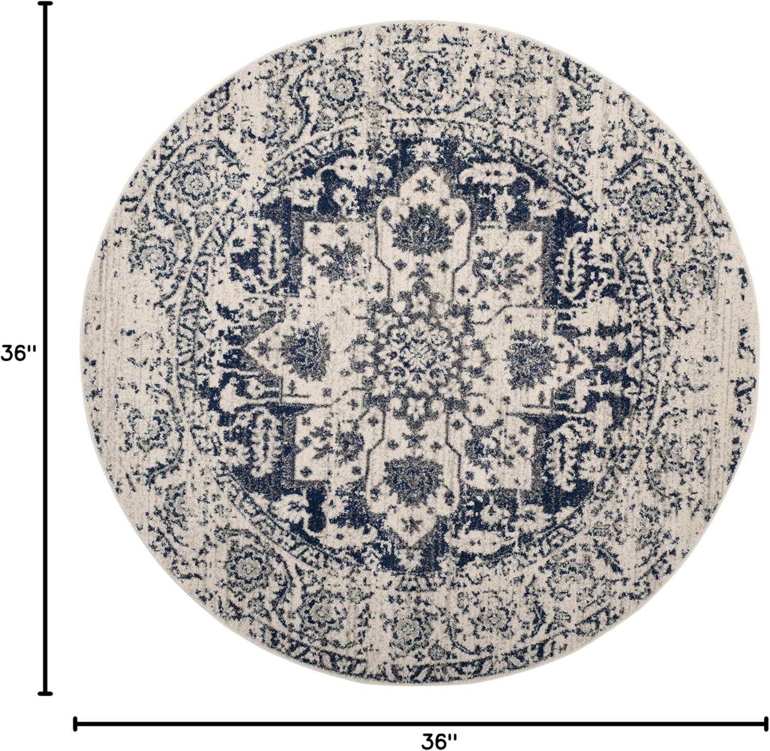 image:imageSAFAVIEH Area Rug 8x10 Madison Collection Large Cream amp Navy Snowflake Medallion Distressed Design NonShedding amp Easy Cleaning Ideal for Living Room Bedroom Office Dining Space MAD603DCreamNavy