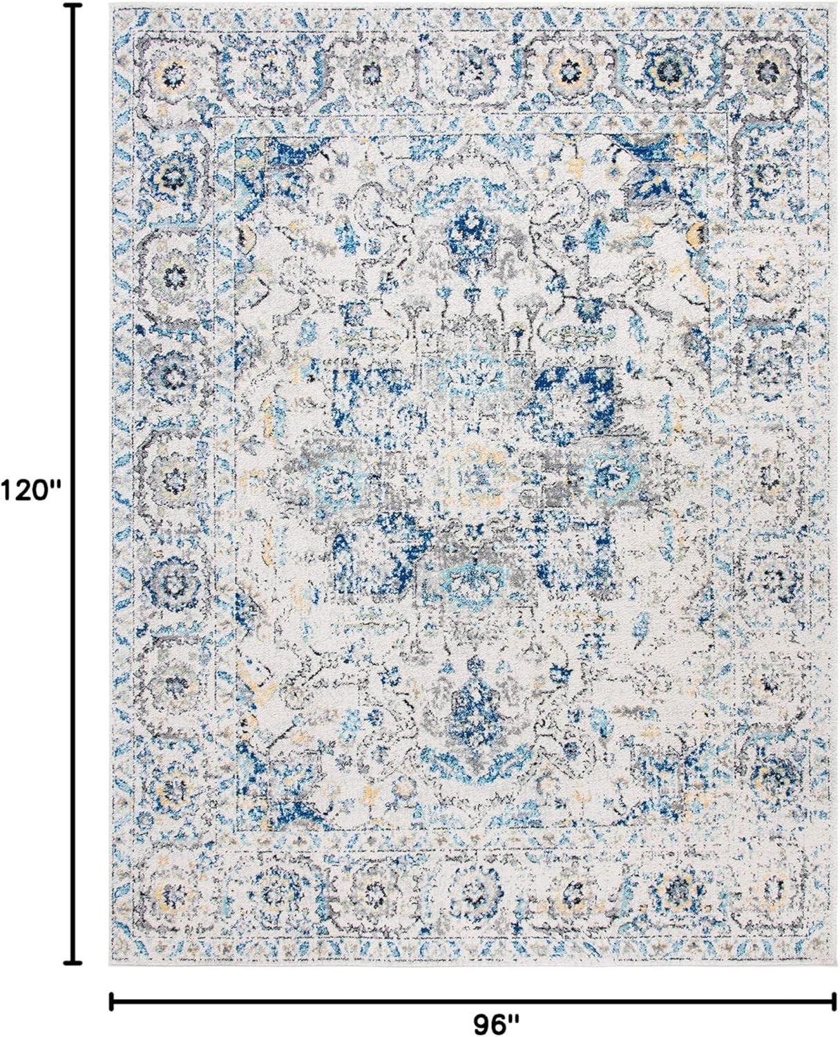 image:imageSAFAVIEH Area Rug 8x10 Madison Collection Large Cream amp Navy Snowflake Medallion Distressed Design NonShedding amp Easy Cleaning Ideal for Living Room Bedroom Office Dining Space MAD603DGreyIvory