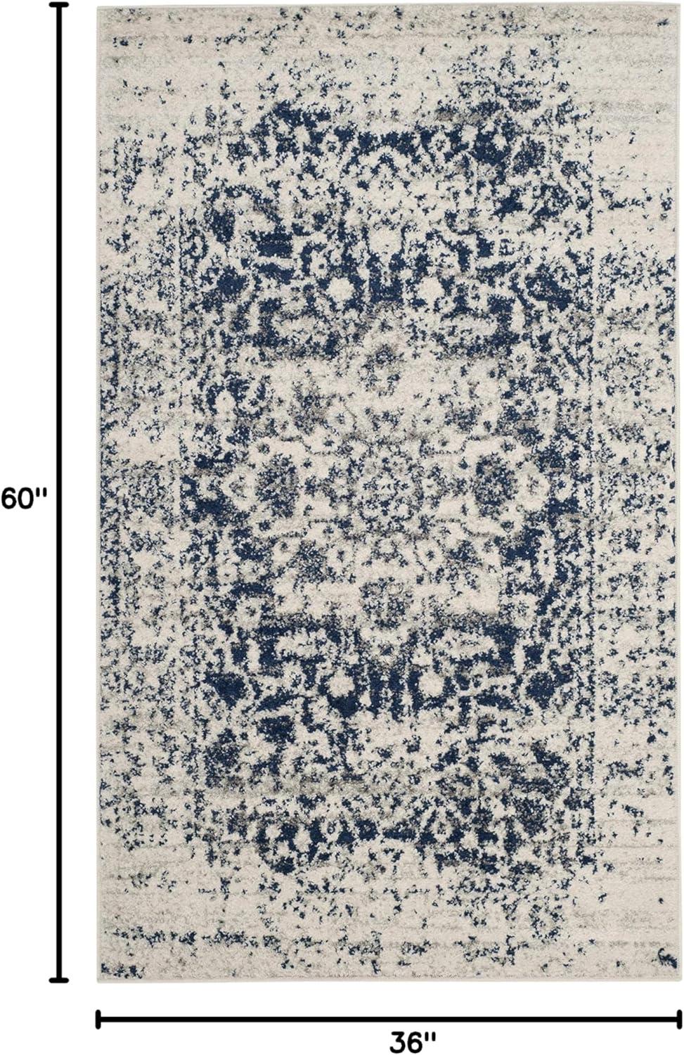 image:imageSAFAVIEH Area Rug 8x10 Madison Collection Large Cream amp Navy Snowflake Medallion Distressed Design NonShedding amp Easy Cleaning Ideal for Living Room Bedroom Office Dining Space MAD603DCreamNavy