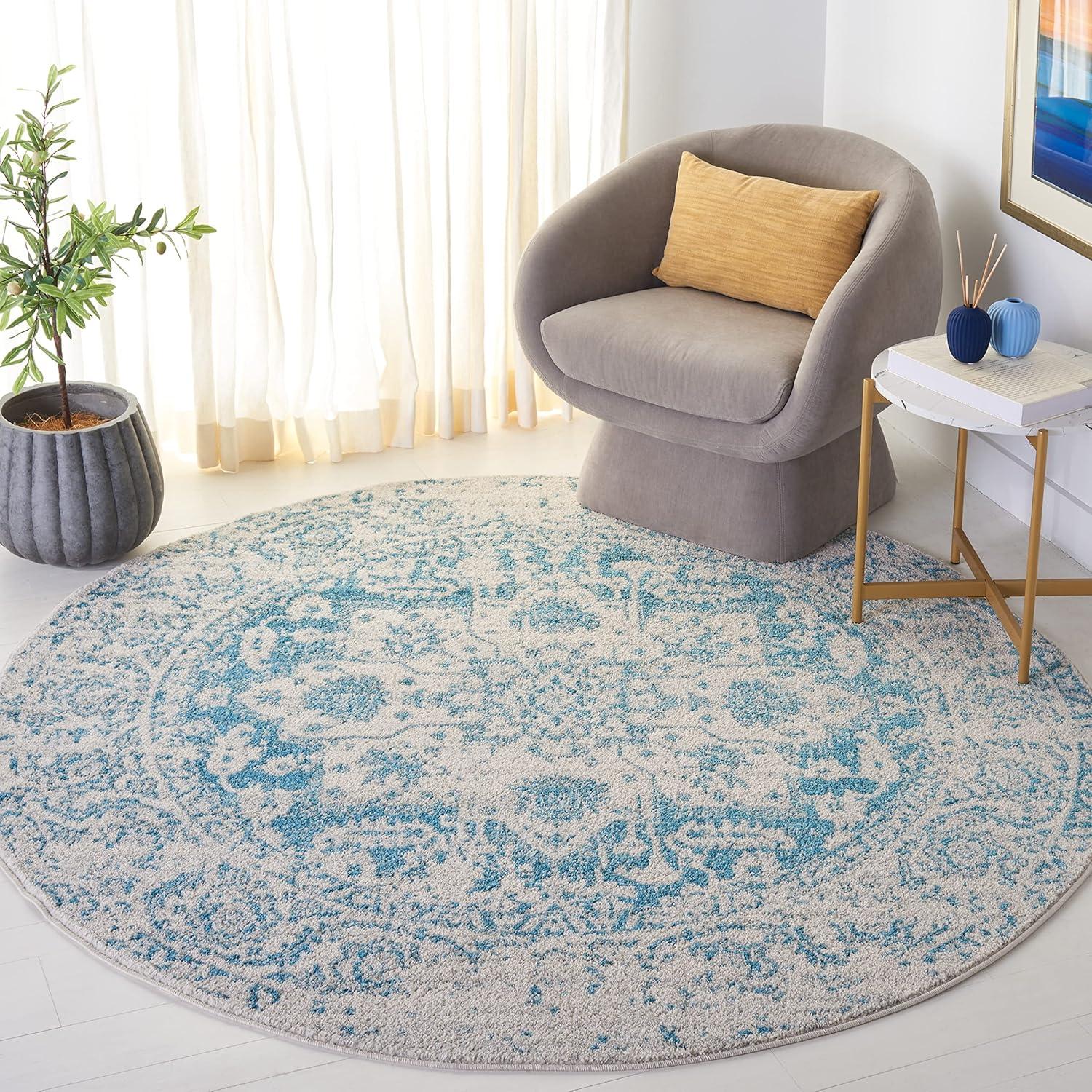 image:imageSAFAVIEH Area Rug 8x10 Madison Collection Large Cream amp Navy Snowflake Medallion Distressed Design NonShedding amp Easy Cleaning Ideal for Living Room Bedroom Office Dining Space MAD603DTealIvory