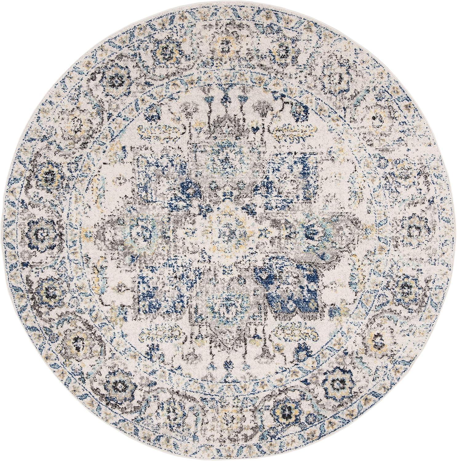 image:imageSAFAVIEH Area Rug 8x10 Madison Collection Large Cream amp Navy Snowflake Medallion Distressed Design NonShedding amp Easy Cleaning Ideal for Living Room Bedroom Office Dining Space MAD603DGreyIvory