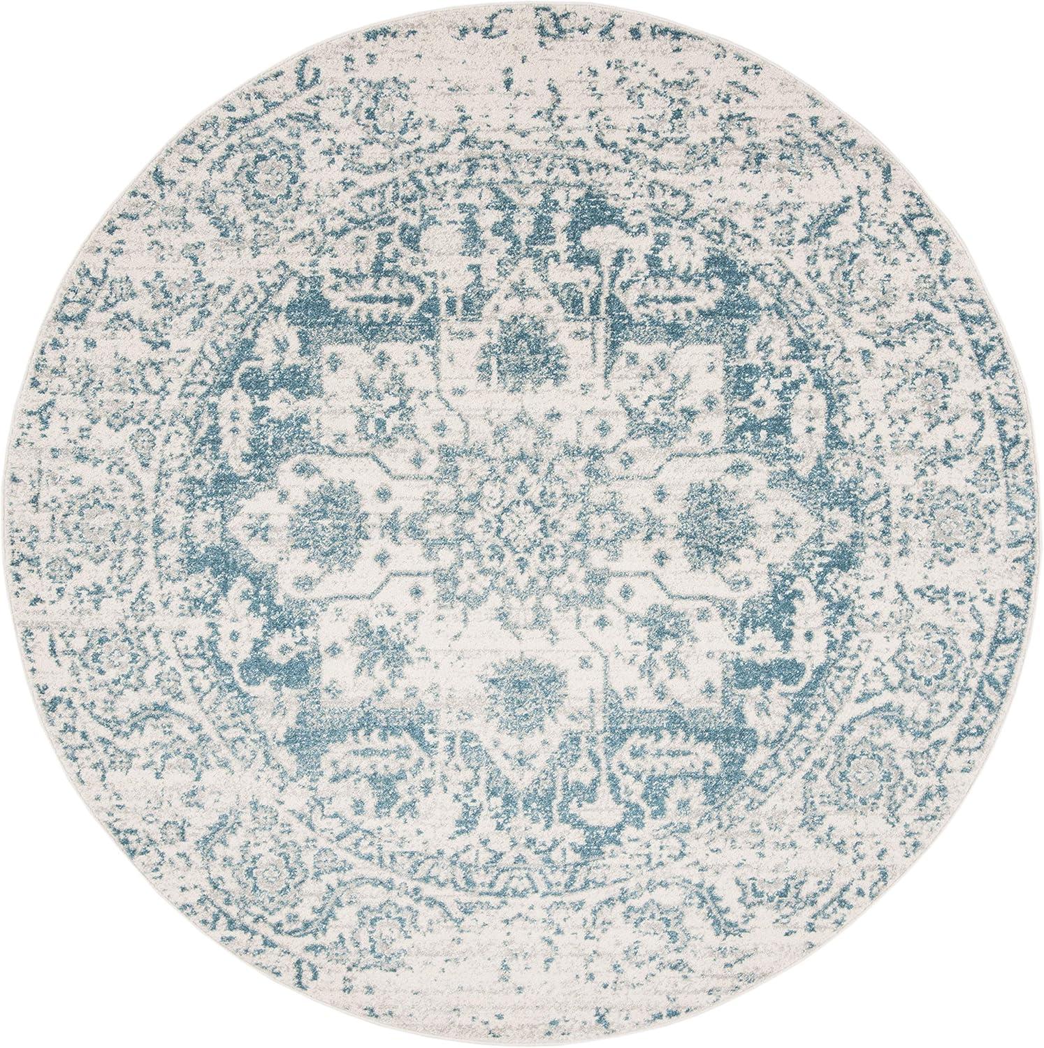 image:imageSAFAVIEH Area Rug 8x10 Madison Collection Large Cream amp Navy Snowflake Medallion Distressed Design NonShedding amp Easy Cleaning Ideal for Living Room Bedroom Office Dining Space MAD603DTealIvory