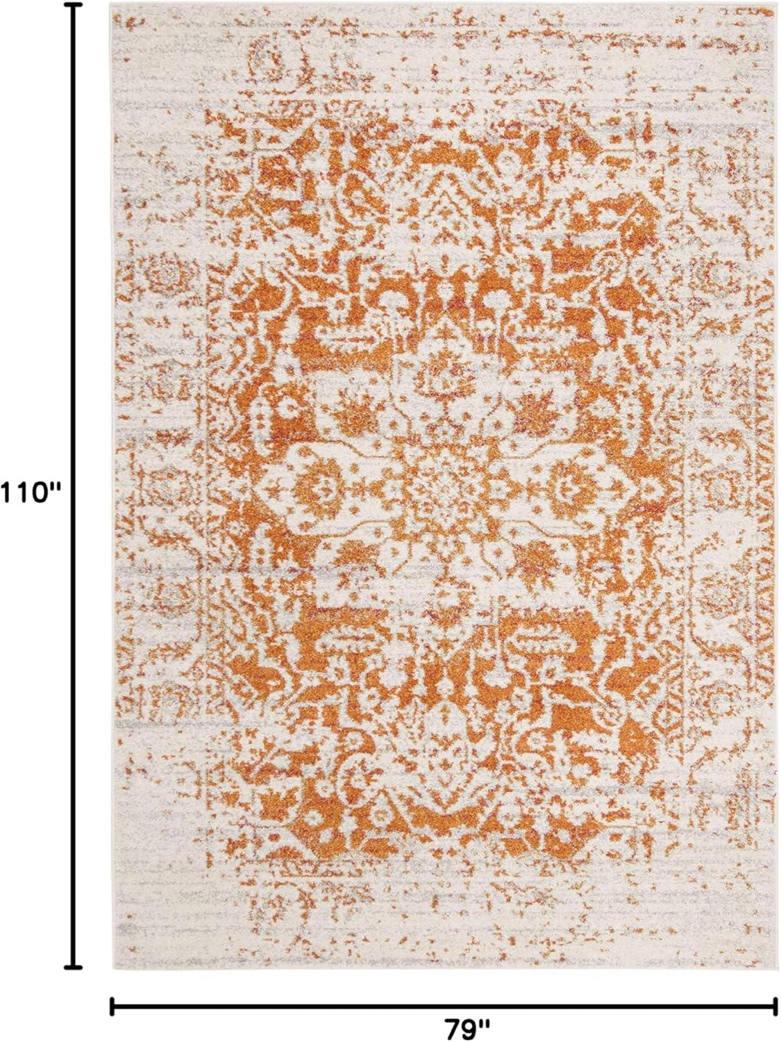 image:imageSAFAVIEH Area Rug 8x10 Madison Collection Large Cream amp Navy Snowflake Medallion Distressed Design NonShedding amp Easy Cleaning Ideal for Living Room Bedroom Office Dining Space MAD603DOrangeIvory